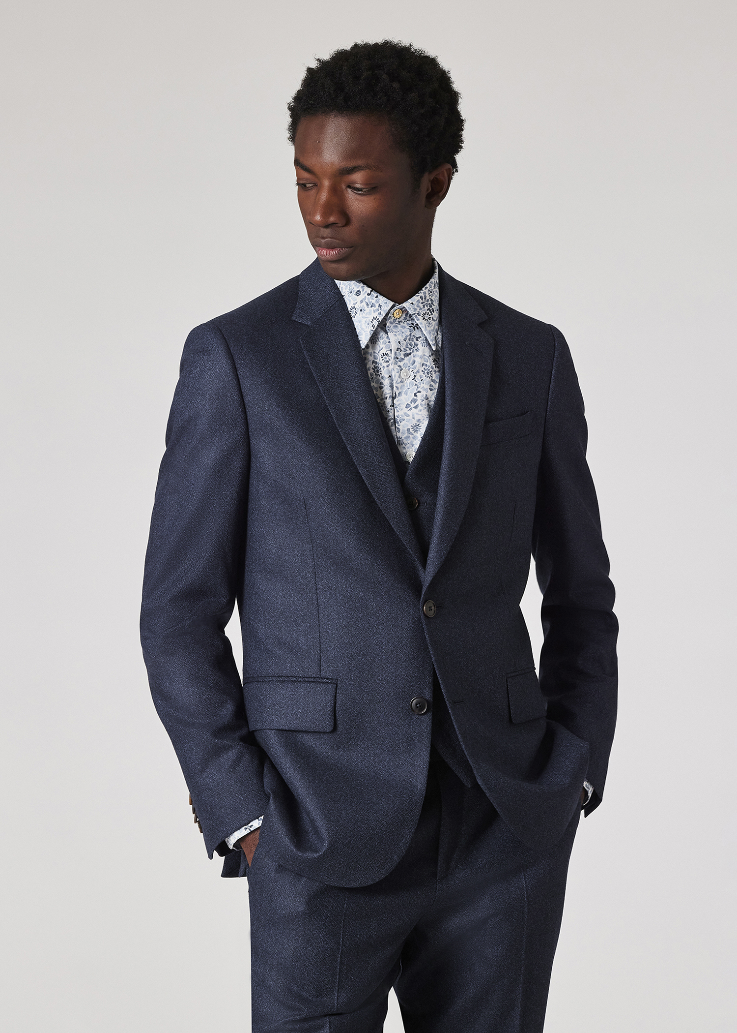 The Soho - Tailored-Fit Navy Capolavoro Tweed Three-Piece Suit