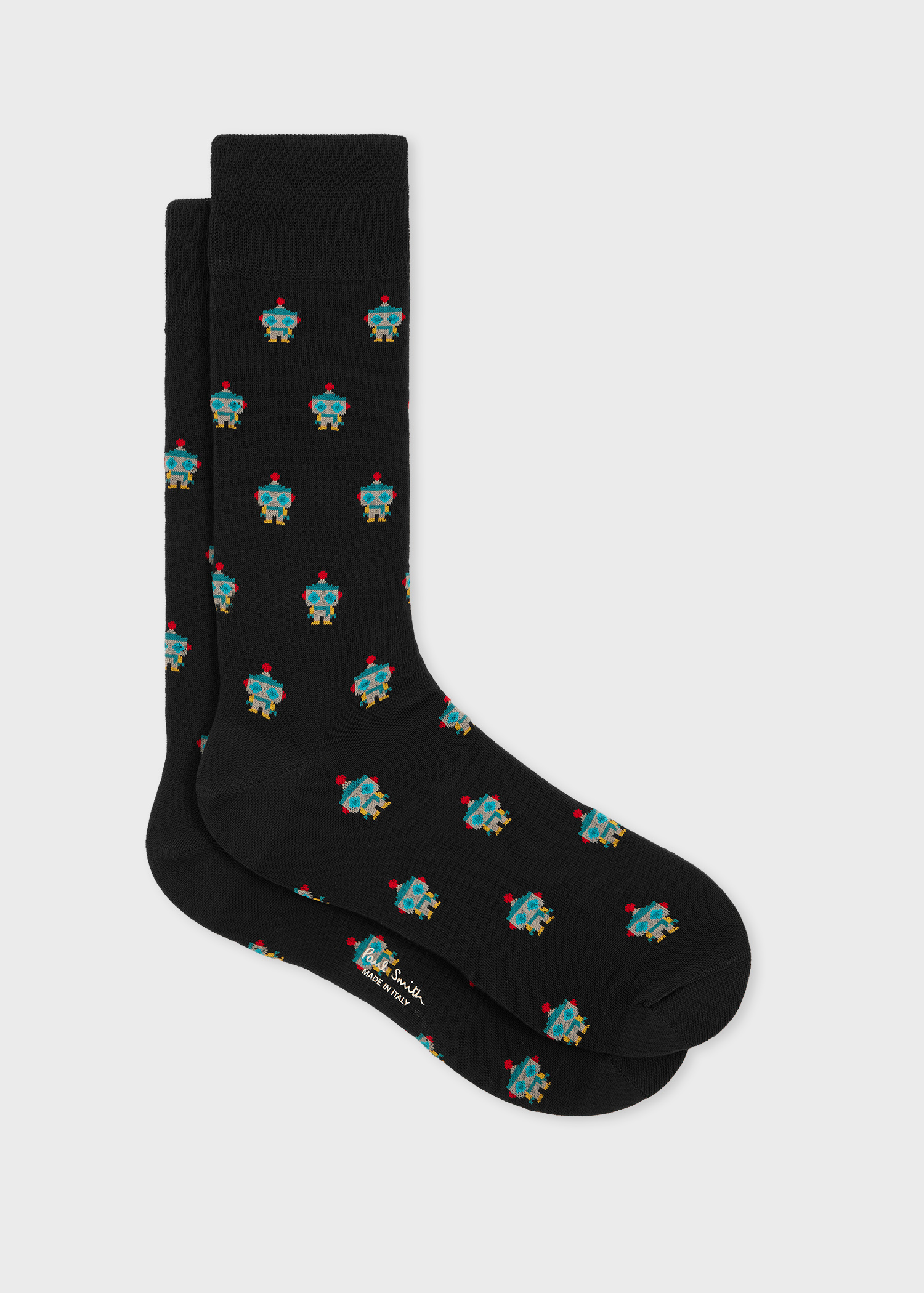 Black Cotton-Blend 'Robot' Socks