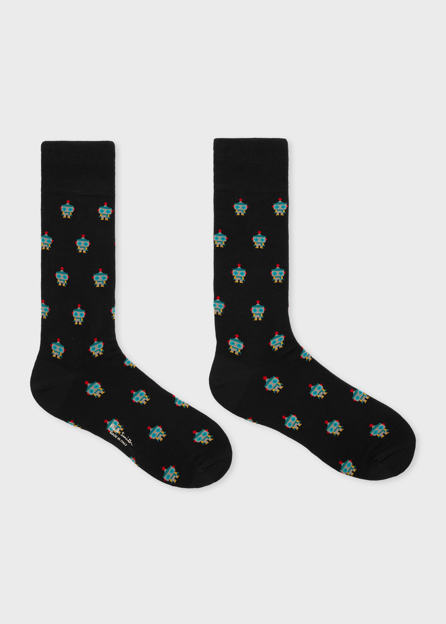 Black Cotton-Blend 'Robot' Socks