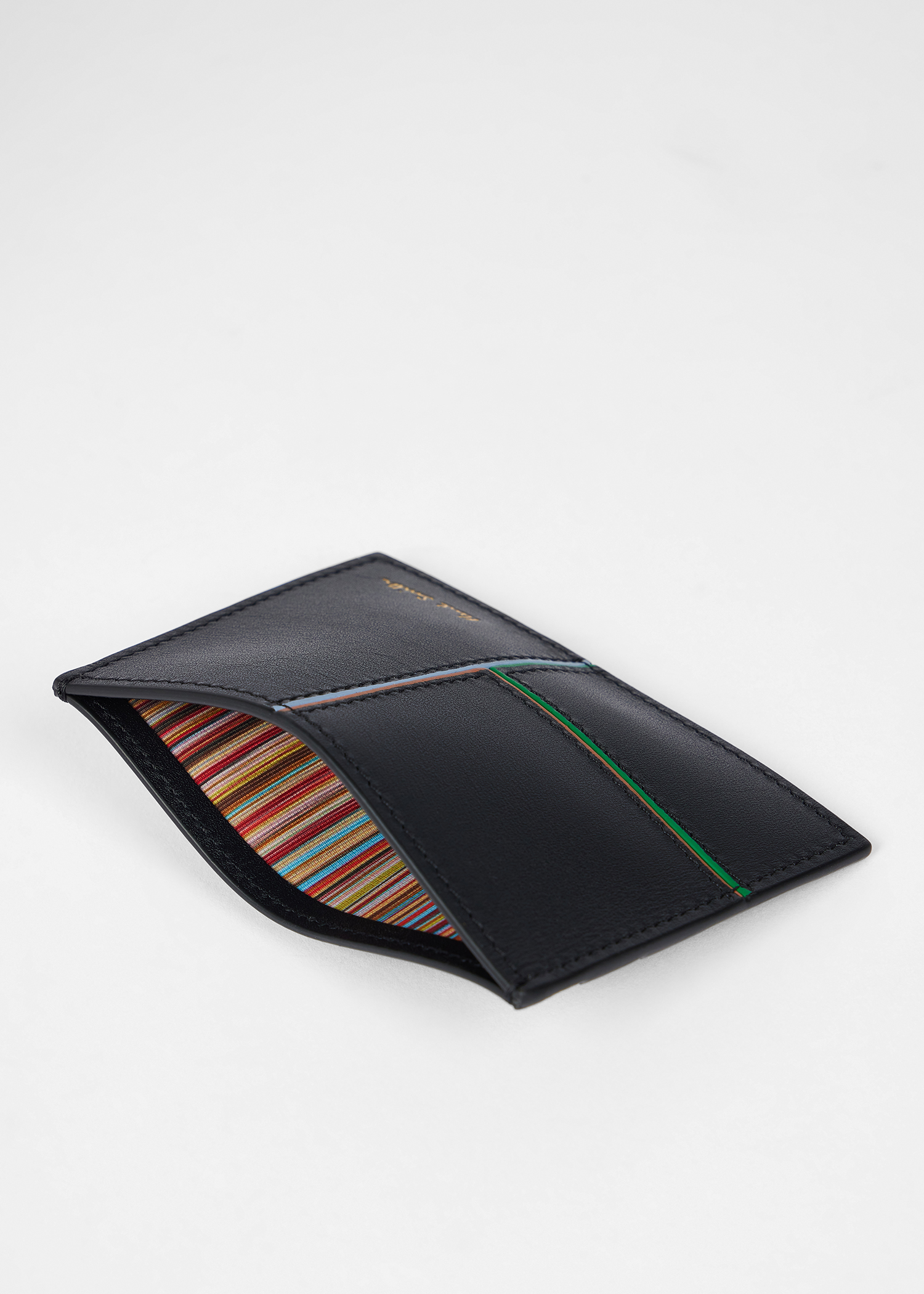 ★早期完売★NOTHING WRITTEN★Leather card holder★日本未入荷 Men's Black Panelled Leather Card Holder