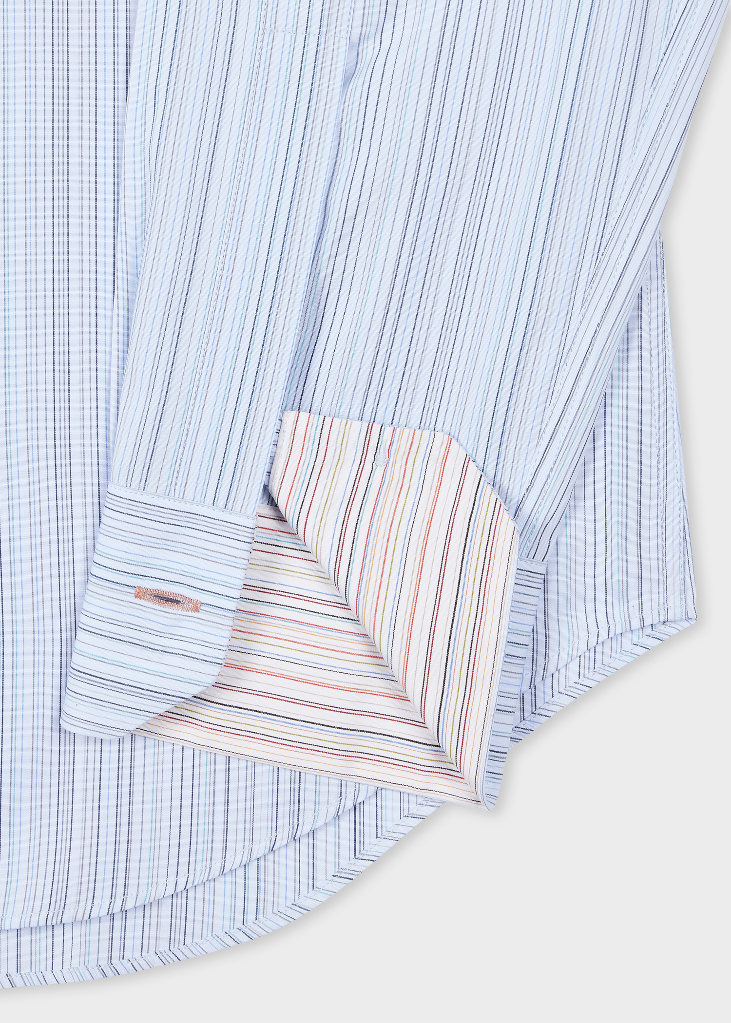 Tシャツ・カットソー Paul Smith MENS S/C SLIM FIT SHIRT (M1R 006L P00811 92) Men's Slim-Fit Pale Blue 'Signature Stripe' Cotton Shirt