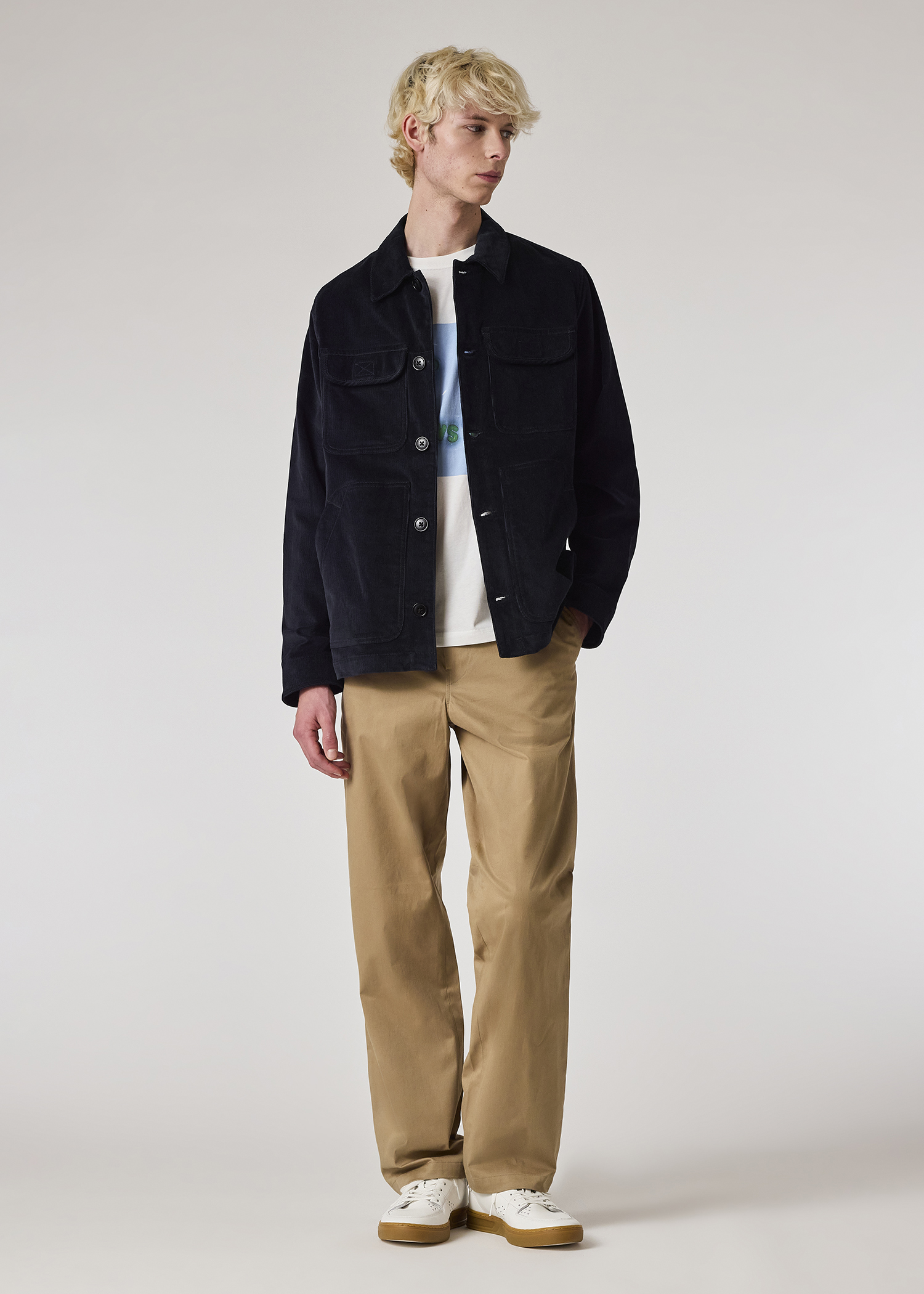 Men's Navy Cotton-Blend Bomber Jacket Men's Navy Cotton-Blend Bomber Jacket