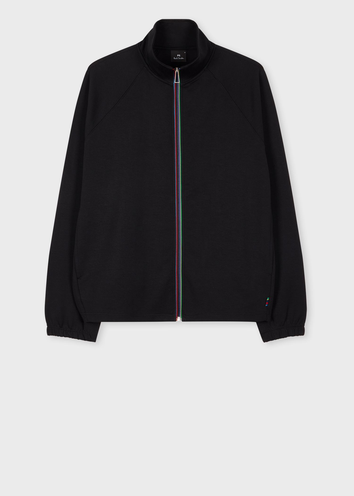 Men's Black Cotton-Blend 'Sports Stripe' Track Jacket