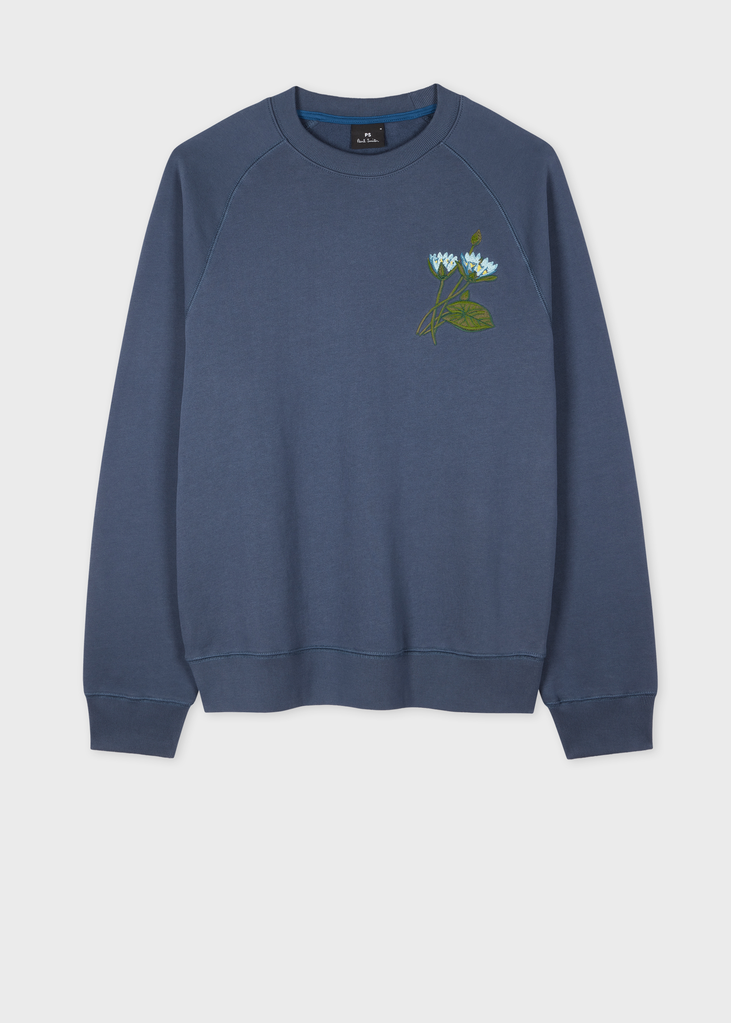 Men's Steel Blue 'Floral' Embroidery Sweatshirt