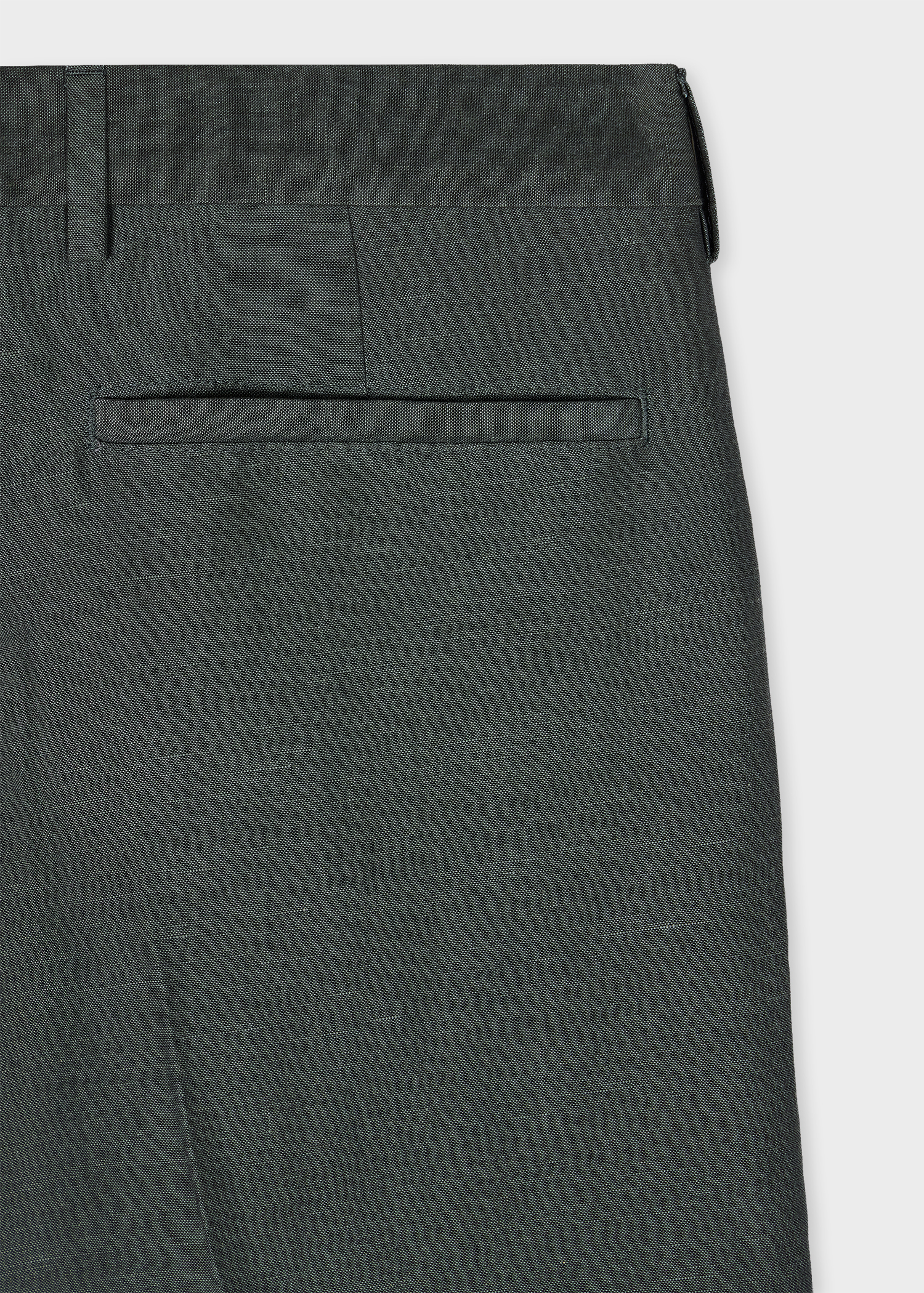 Tapered-Fit Green Linen-Wool Pleated Trousers
