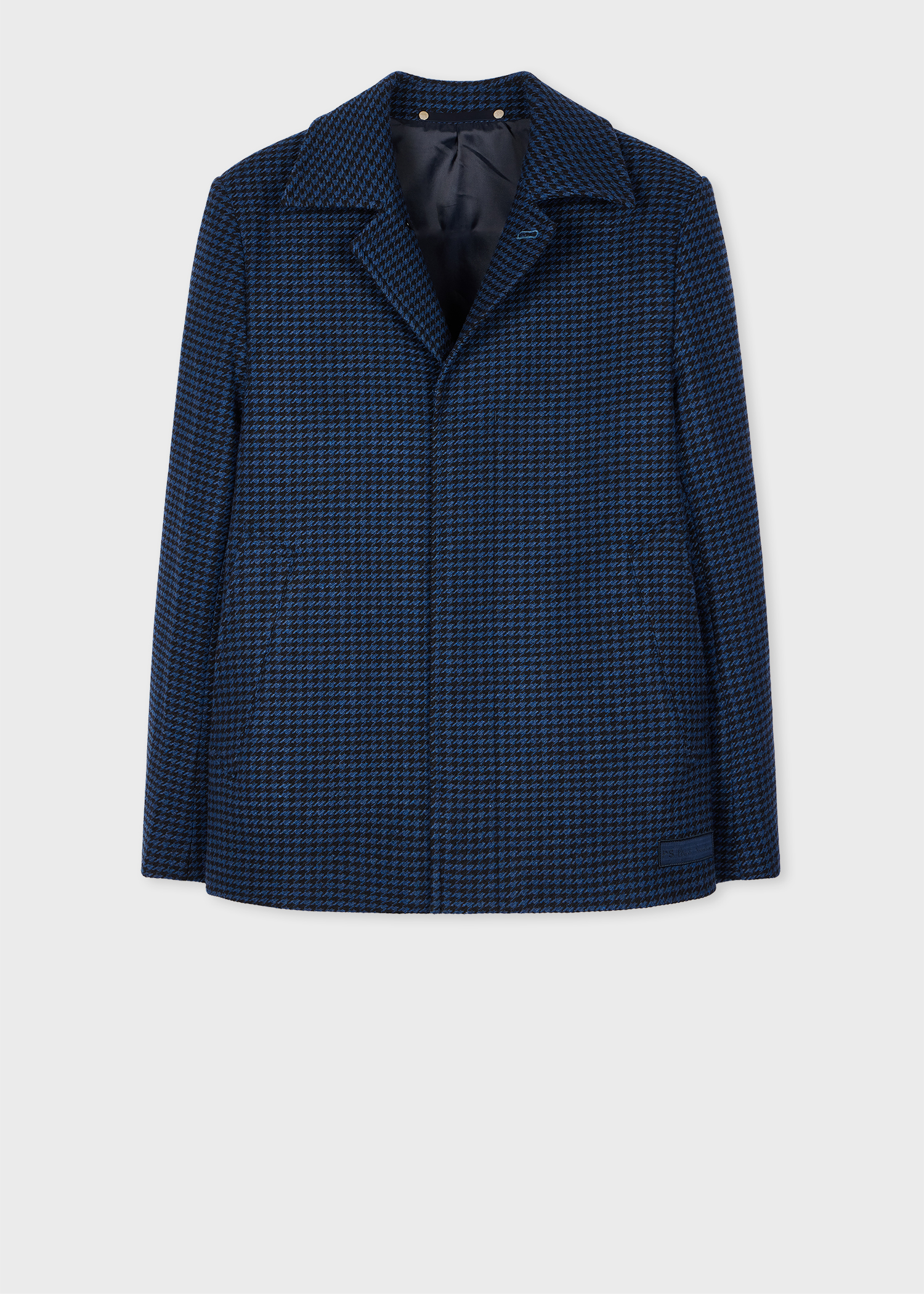 Men's Navy And Black Houndstooth Wool-Blend Jacket