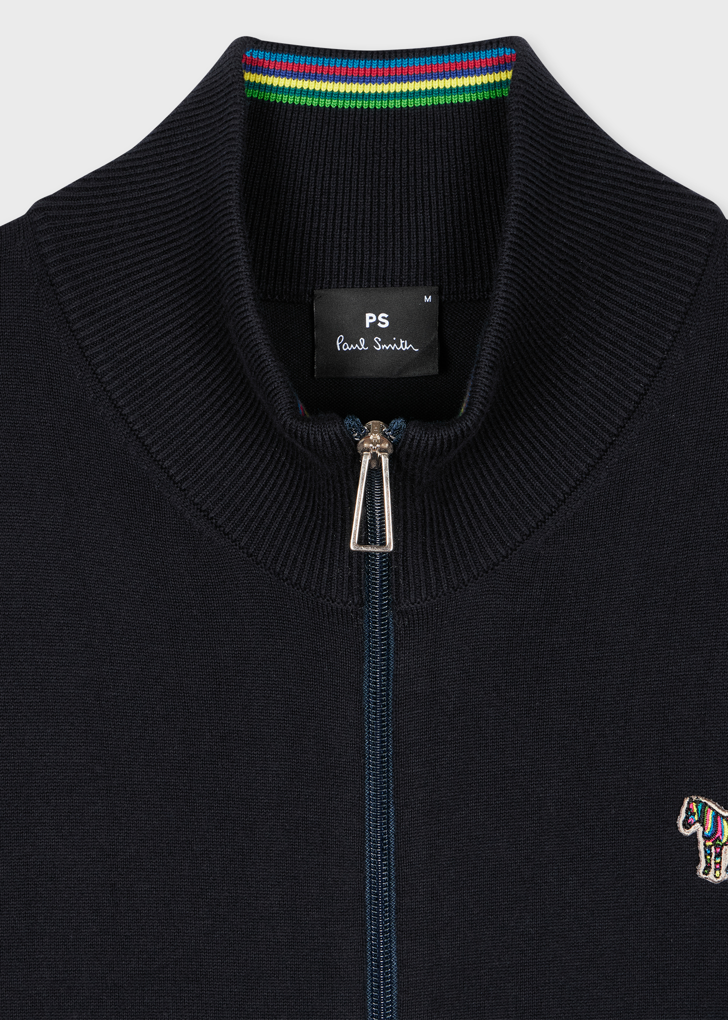 小物 Paul smith Mat Black/silver &BLACK BODY Men's Black Organic Cotton Zebra Logo Zip Cardigan