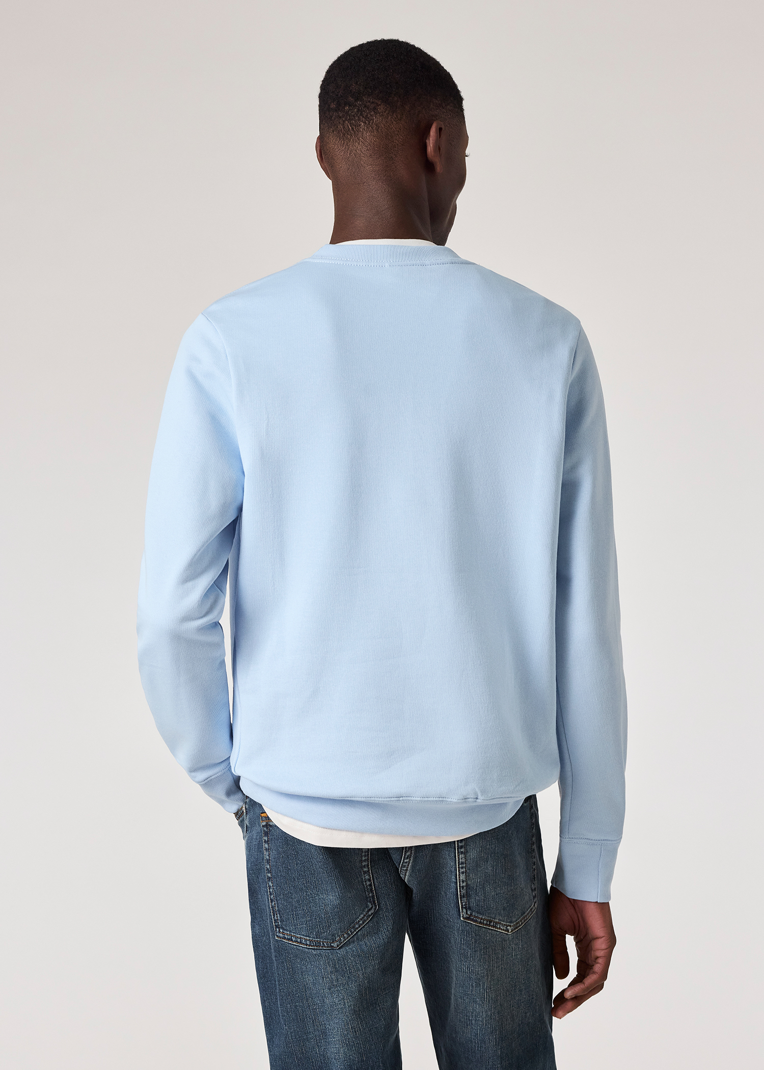 Men's Sky Blue Cotton Zebra Logo Sweatshirt