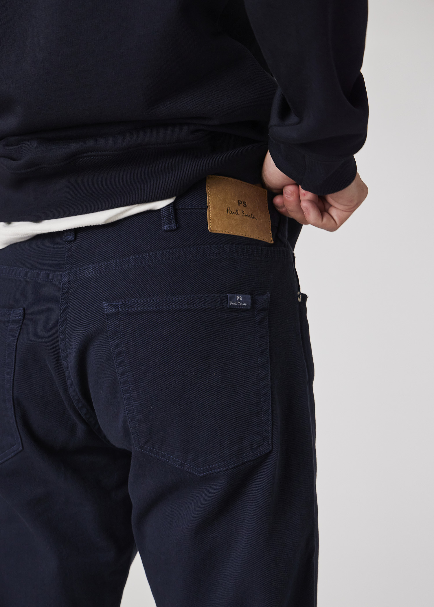 Tapered-Fit Garment Dyed Navy Jeans