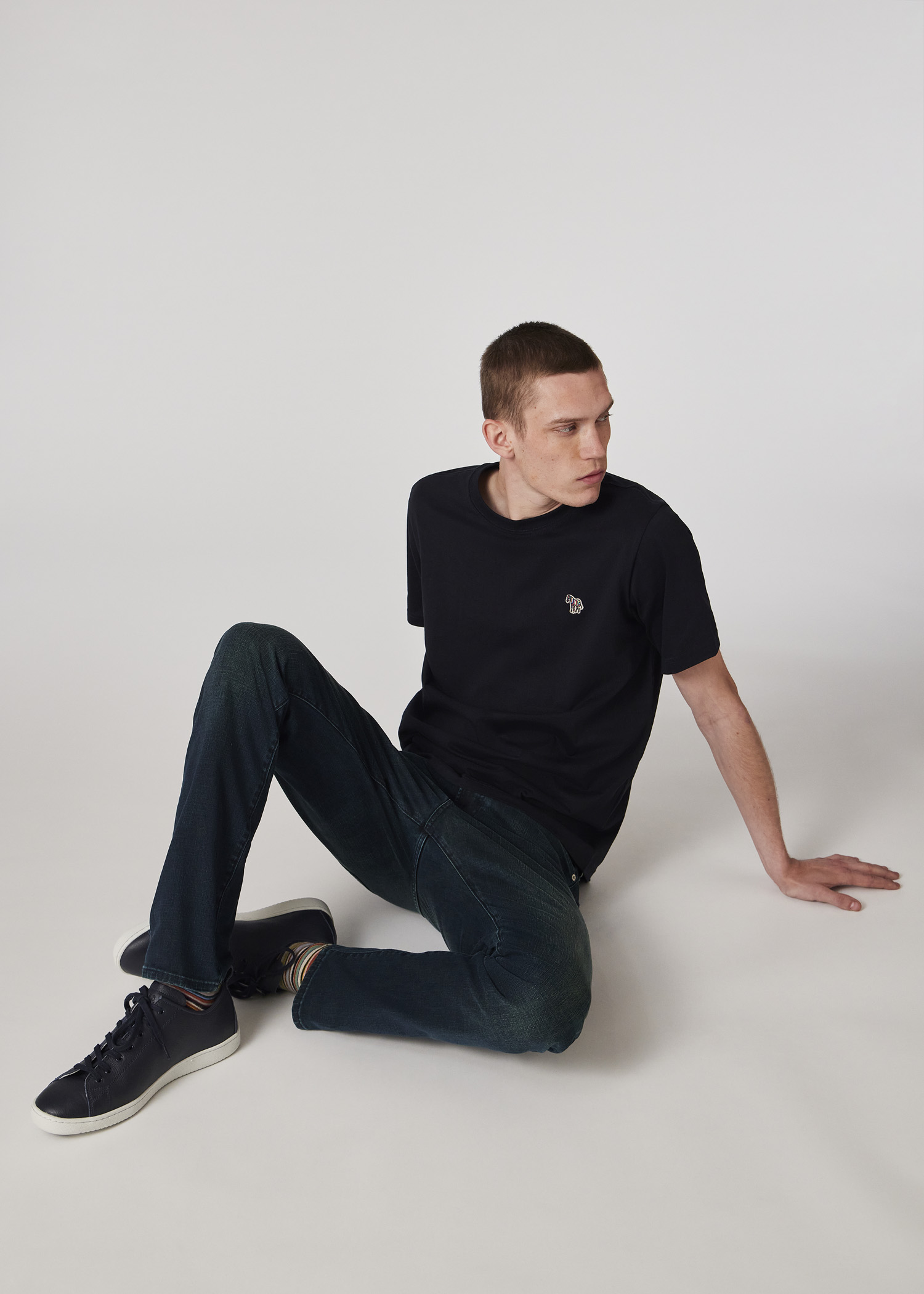 Navy Cotton Zebra Logo T-Shirt