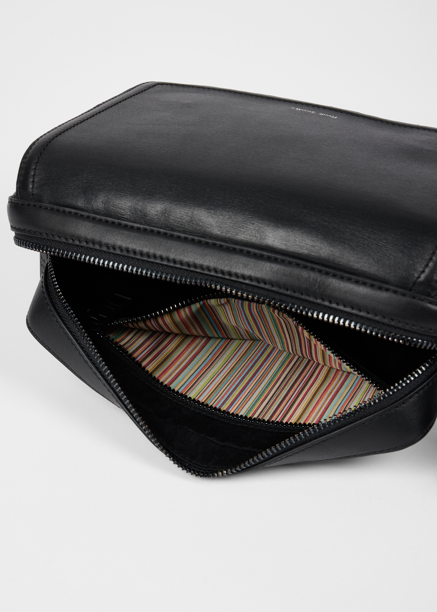 Black Straw-Grain Embossed Leather Messenger Bag