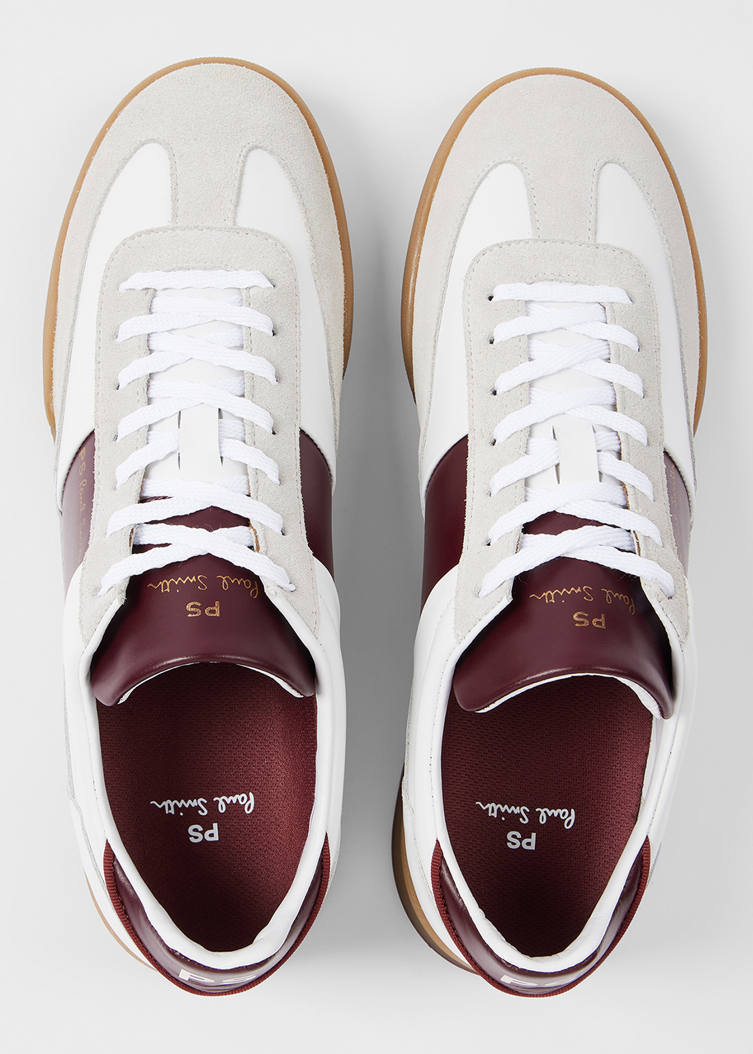 Men's White And Bordeaux Leather 'Dover' Trainers