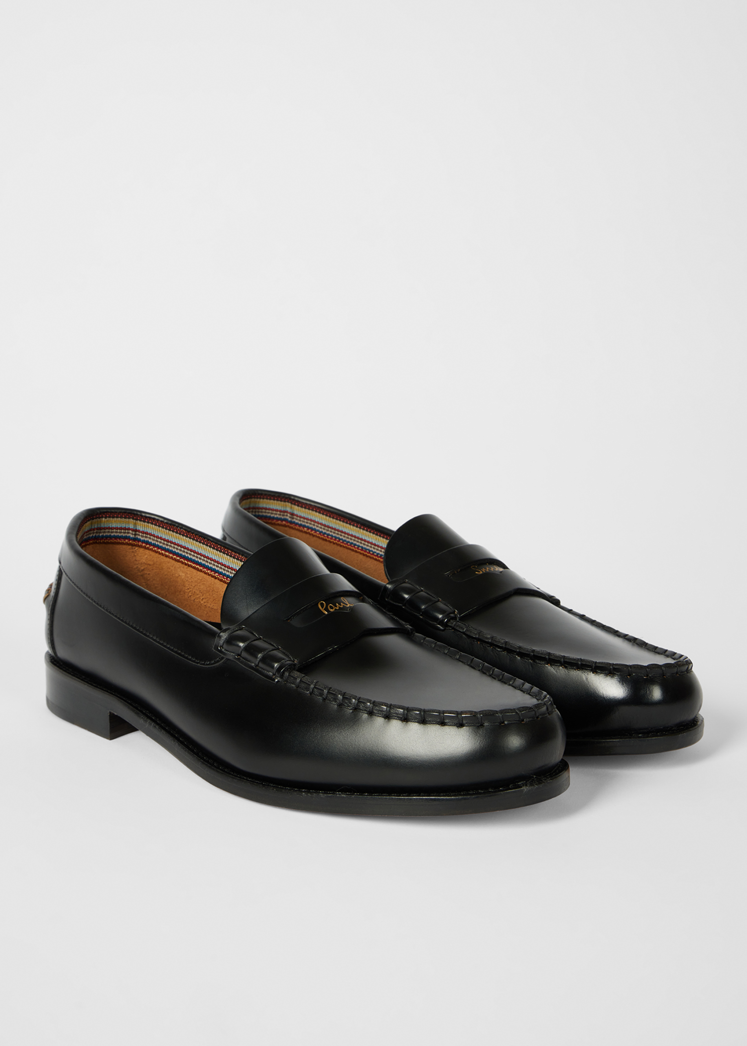 Men's Tonal Black Leather 'Lido' Loafers