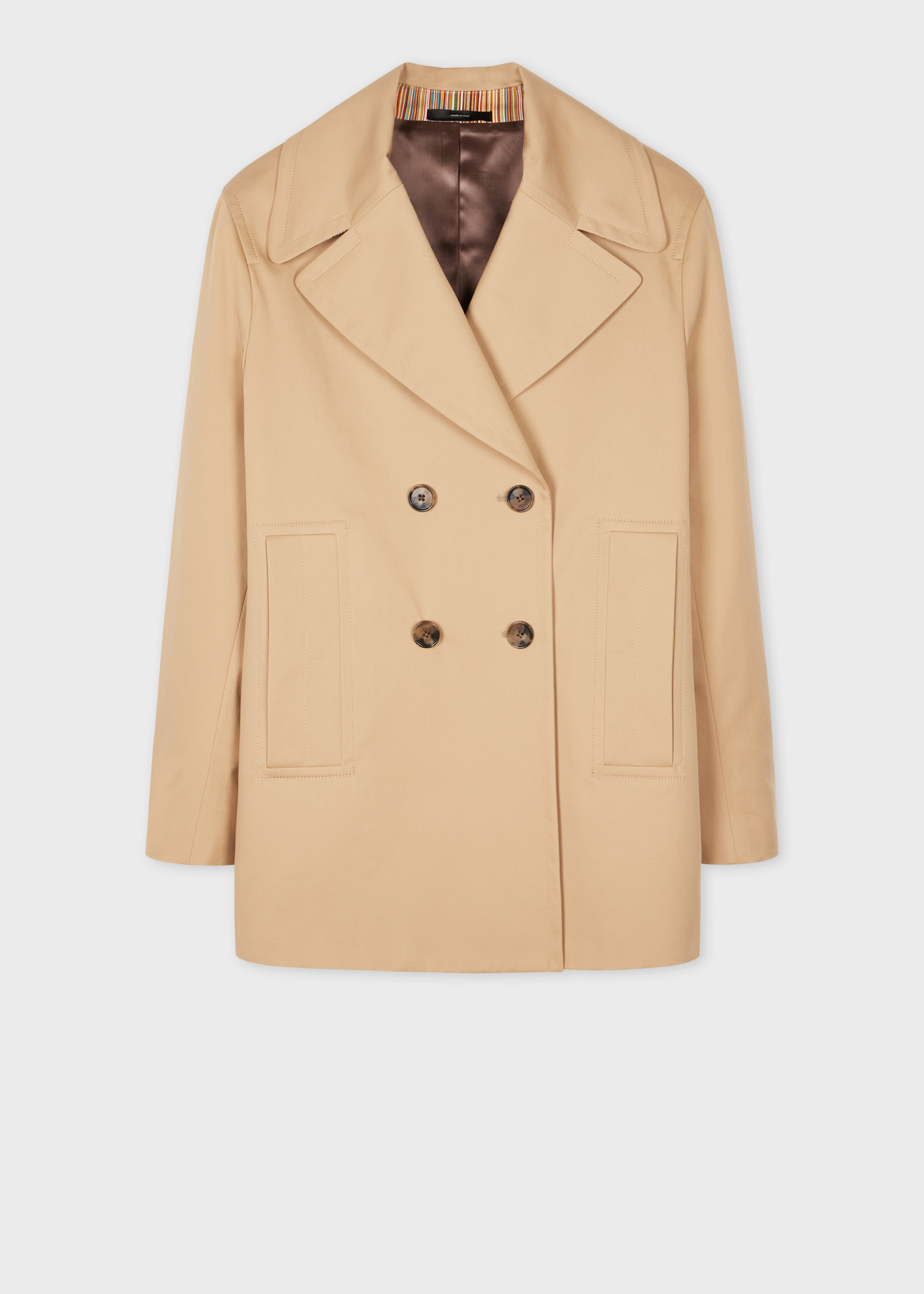 コート PAUL SMITH Woman Coat Camel W1R272CBP01934 61 Women's Camel Wool Belted Trench Coat