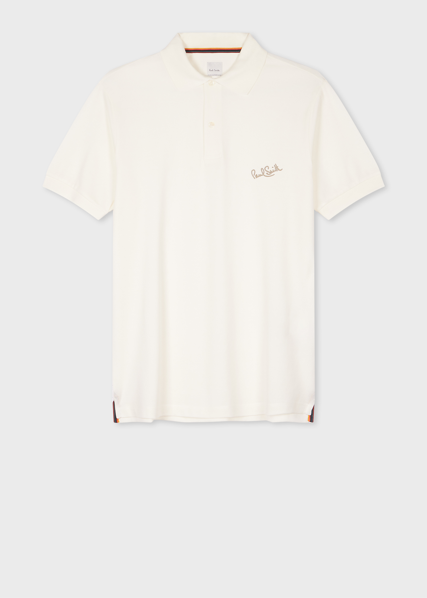 Men's White Cotton Signature Logo Polo Shirt