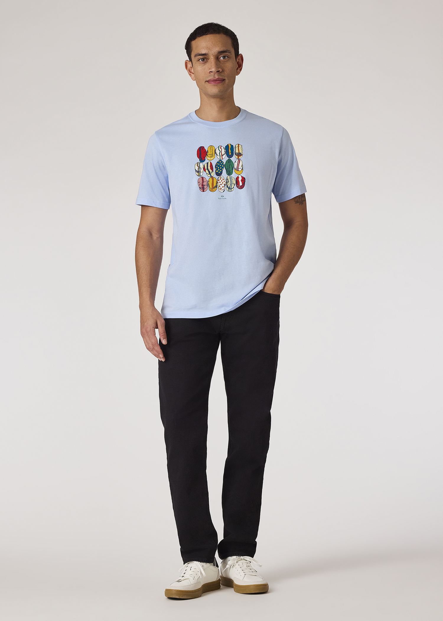 【送料関税込】Paul Smith Skull T-Shirt Men's Black 'Skull Sketch' Print T-Shirt