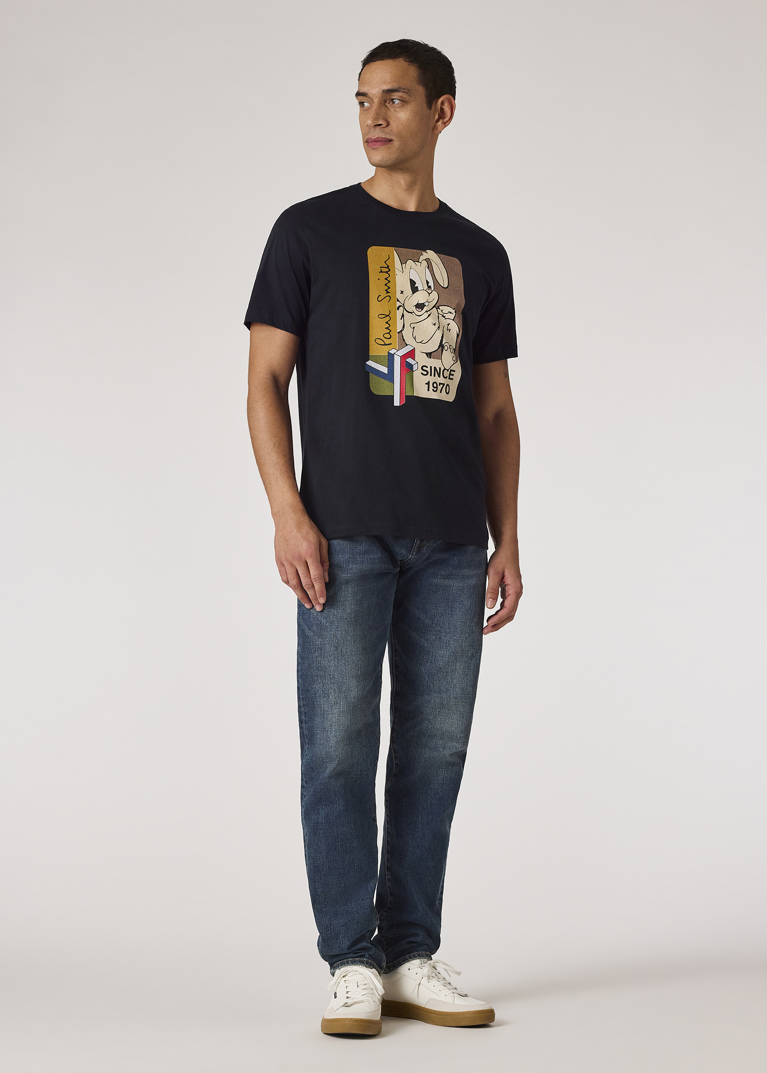 Tシャツ・カットソー Paul Smith SS25 \"1970 BUNNY\" T-SHIRT (M2R 011R PP5083 01) Men's Slim-Fit White '1970 Bunny' T-Shirt