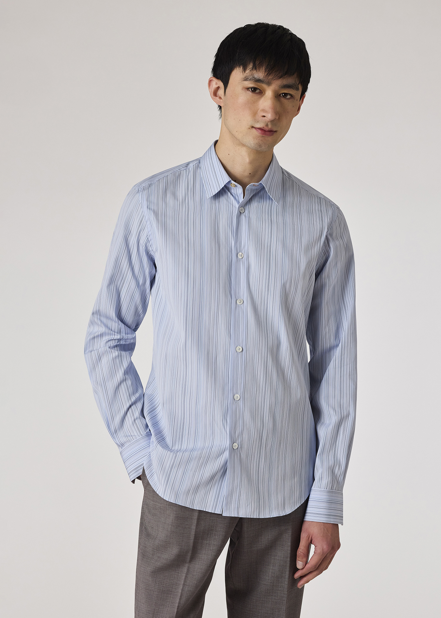 ァッション人気ブランドランキング 'Signature Blue Pale Slim-Fit Men's Stripe' Shirt Cotton トップス