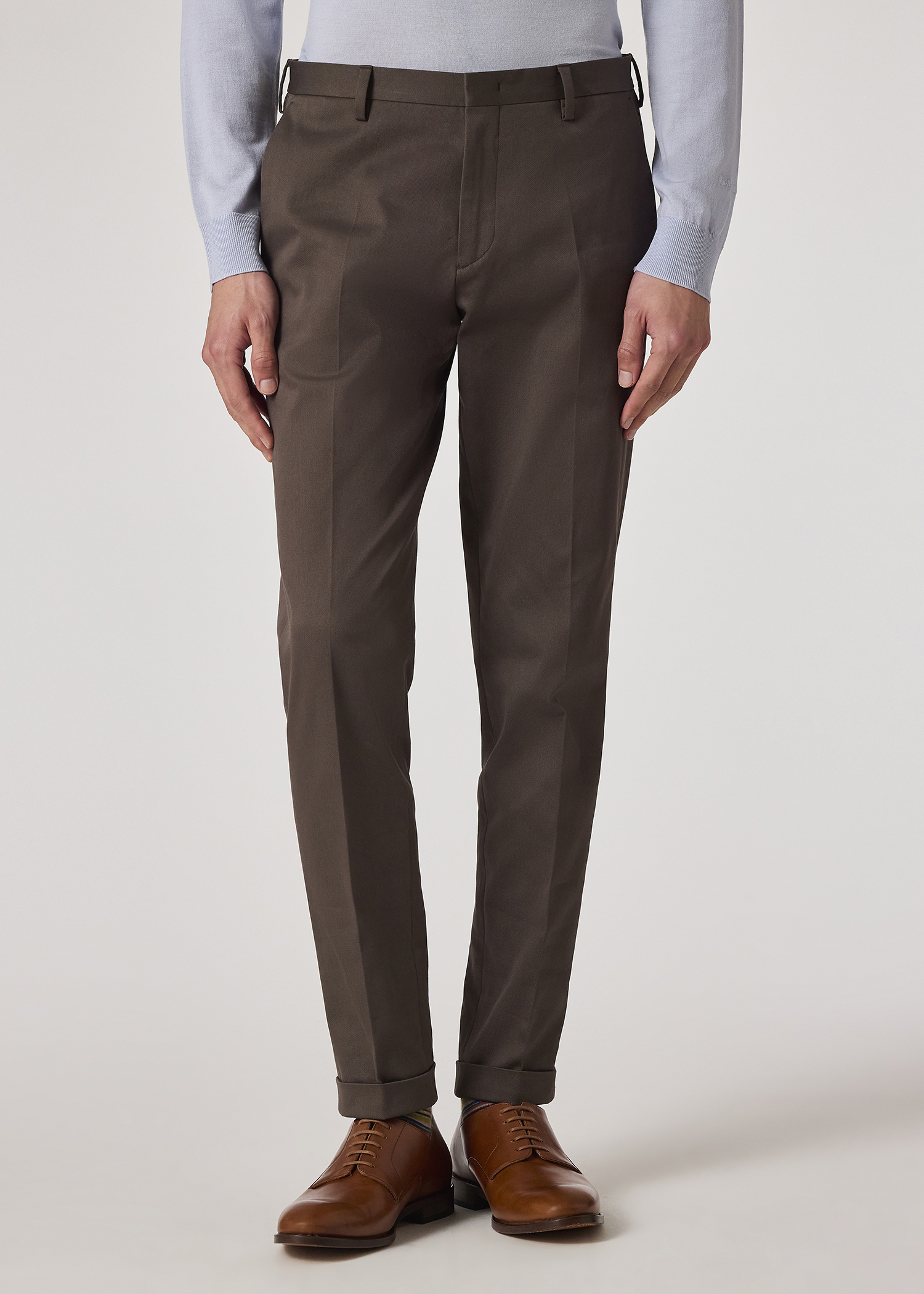 Men's Slim-Fit Dark Grey Cotton-Stretch Chinos