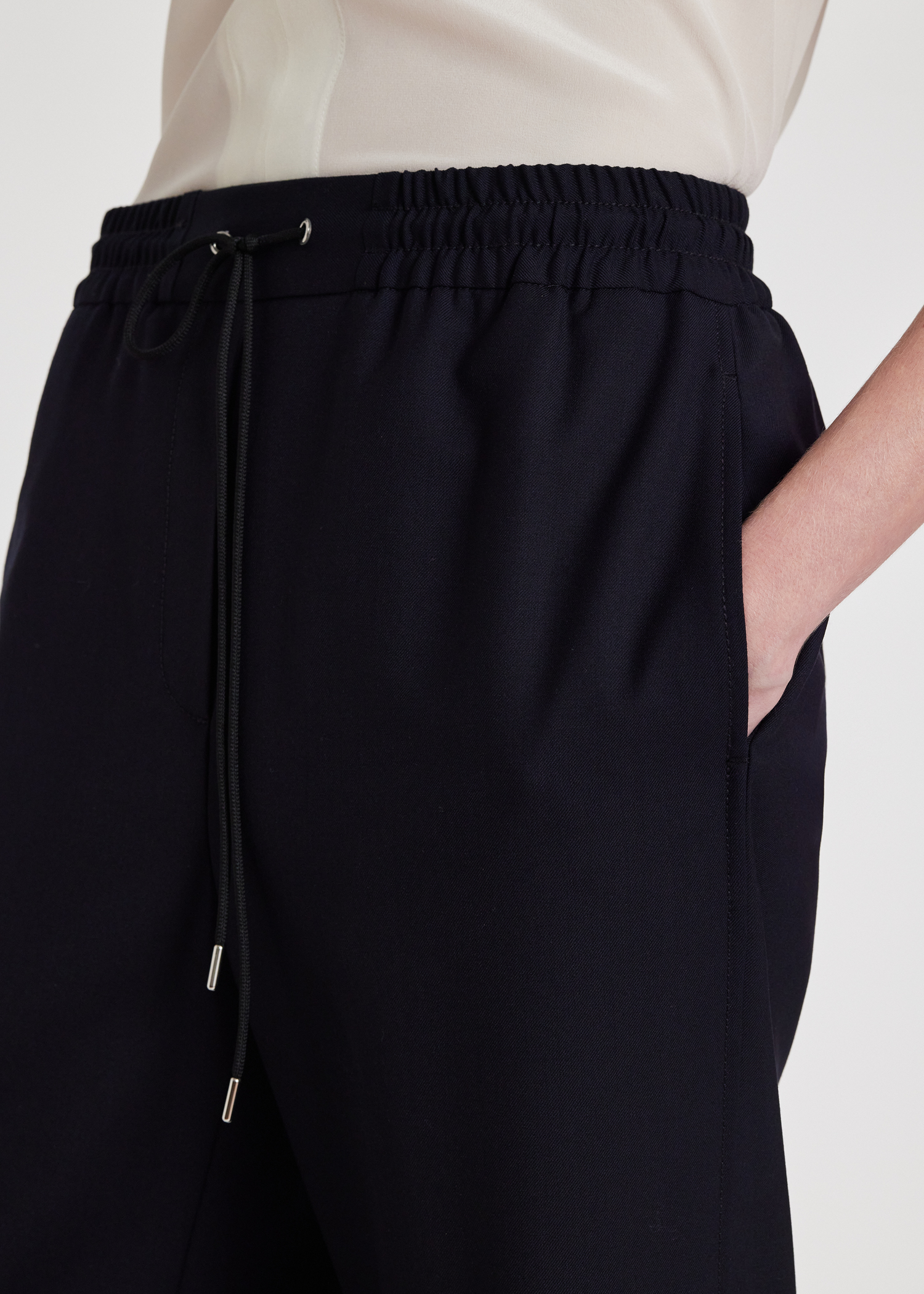 Women's A Suit To Travel In - Navy Drawstring Wide Leg Trousers