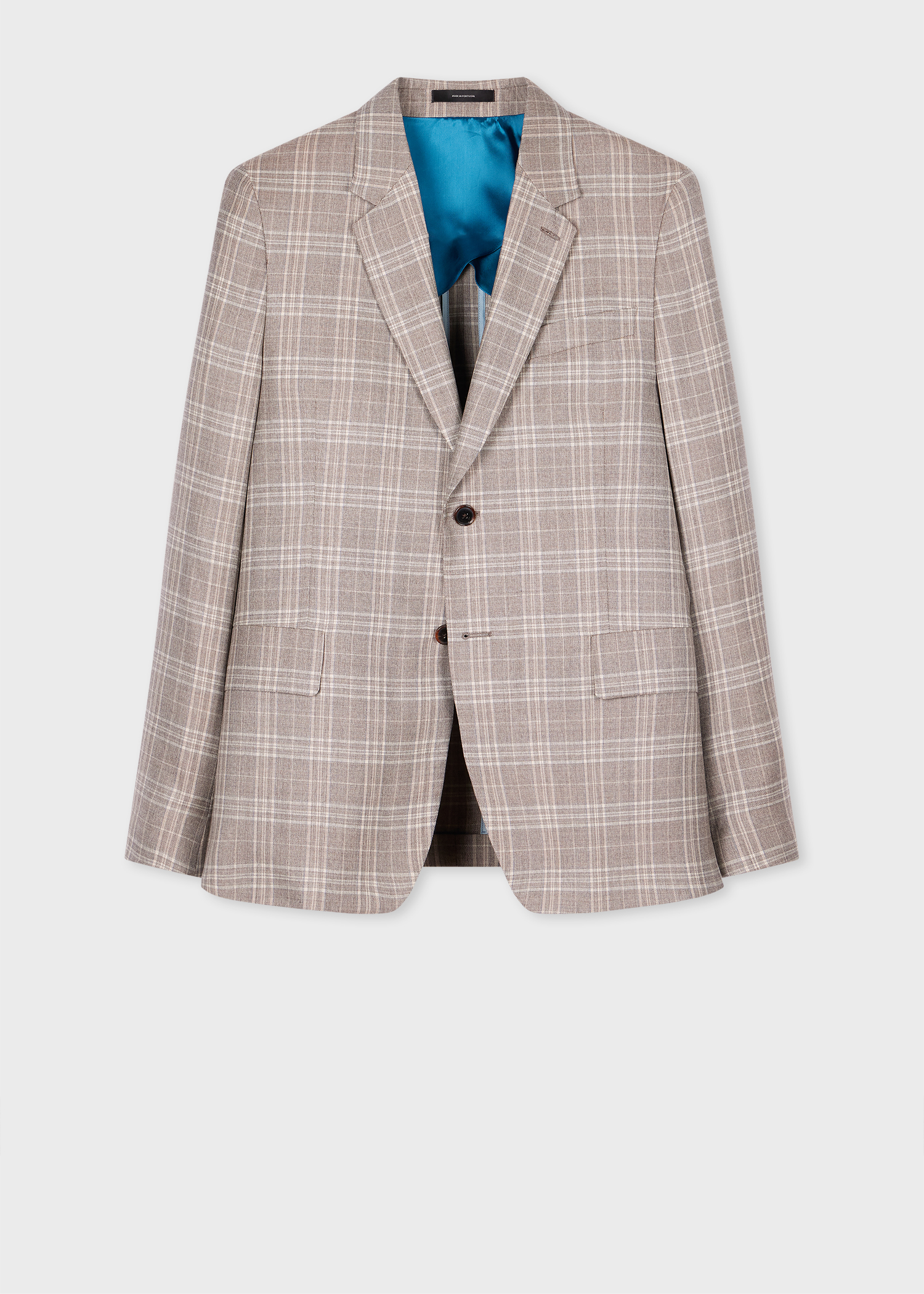 Tailored-Fit Grey Check Buggy Lined Wool Blazer