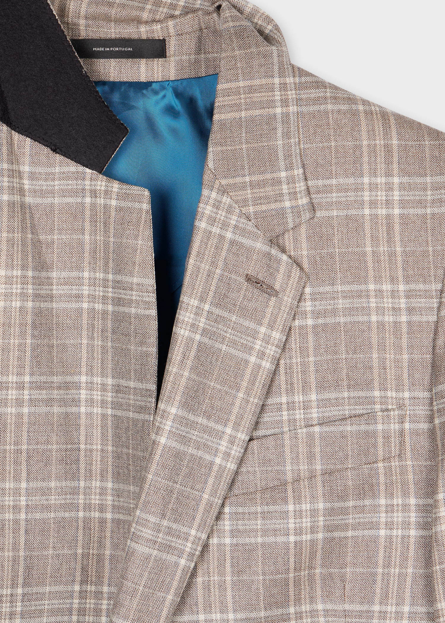 Tailored-Fit Grey Check Buggy Lined Wool Blazer