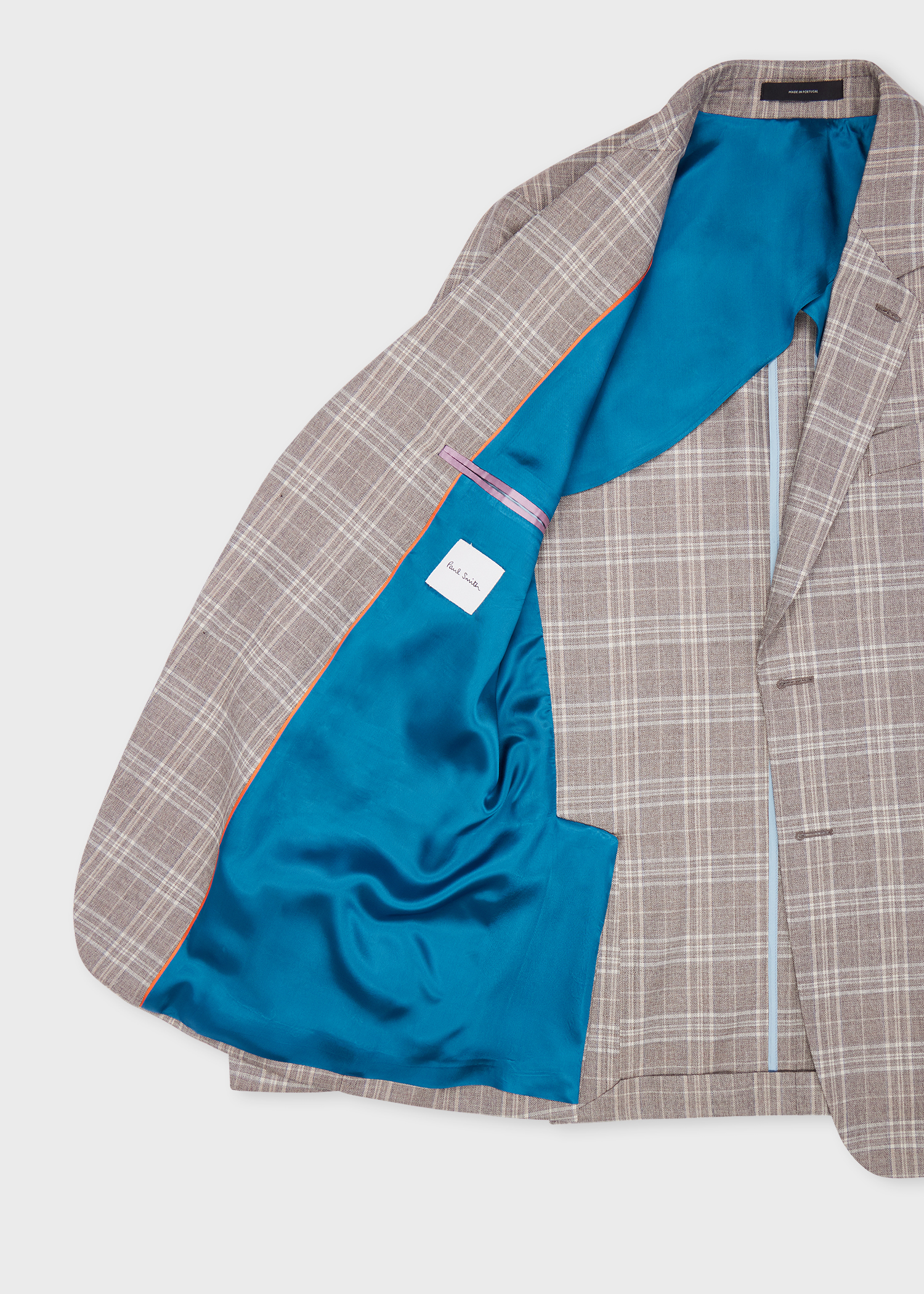 Tailored-Fit Grey Check Buggy Lined Wool Blazer