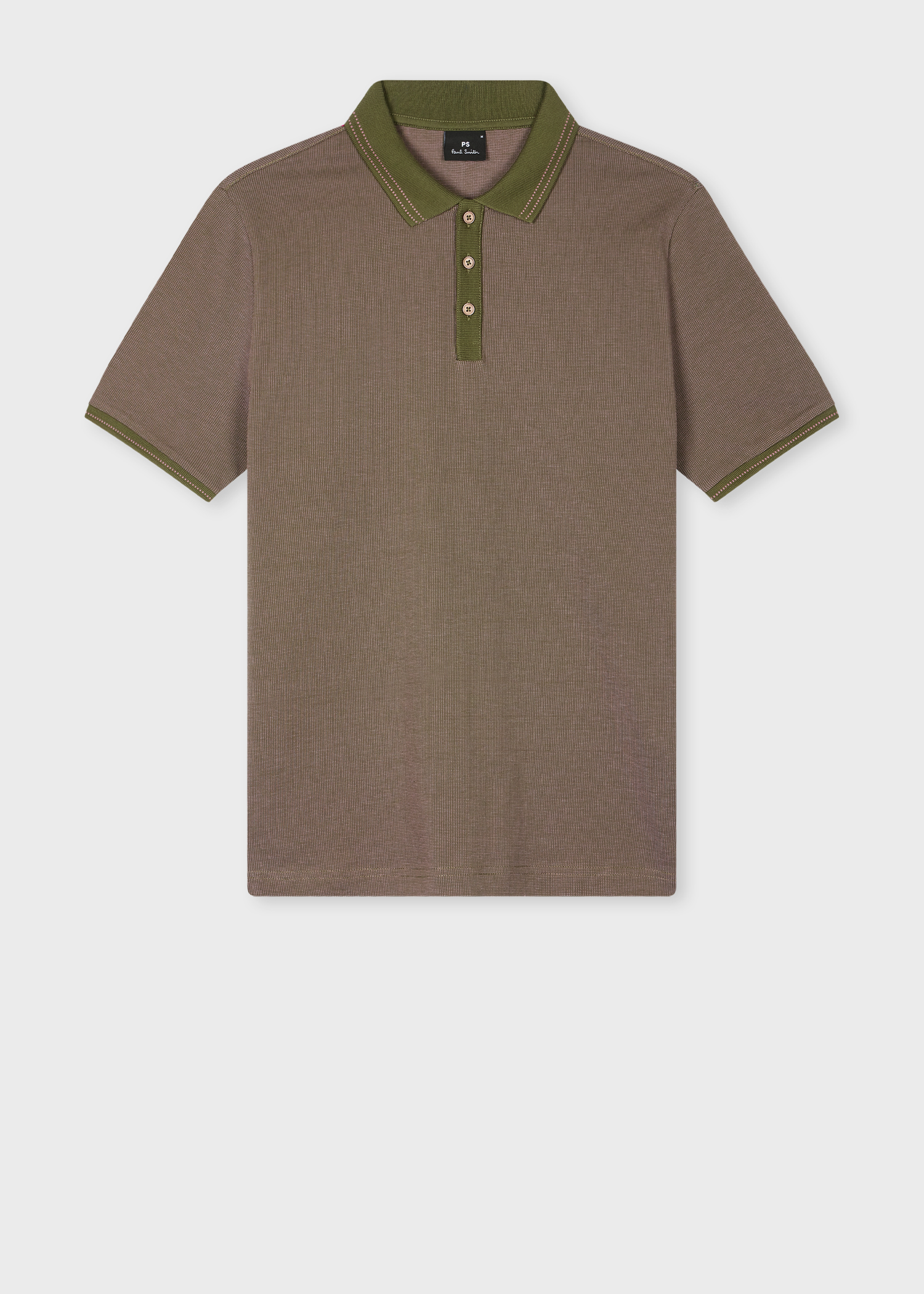 Men's Khaki Micro Jacquard Organic Cotton Polo Shirt