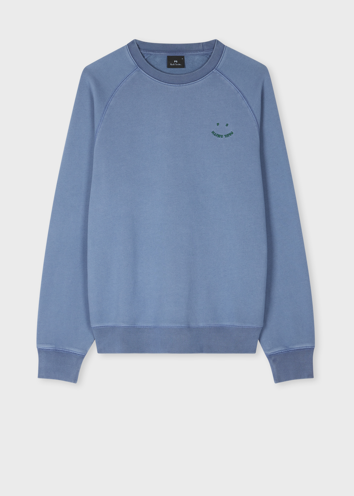 Men's Washed Blue Cotton 'Happy' Sweatshirt