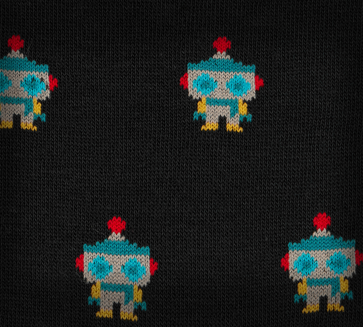Black Cotton-Blend 'Robot' Socks