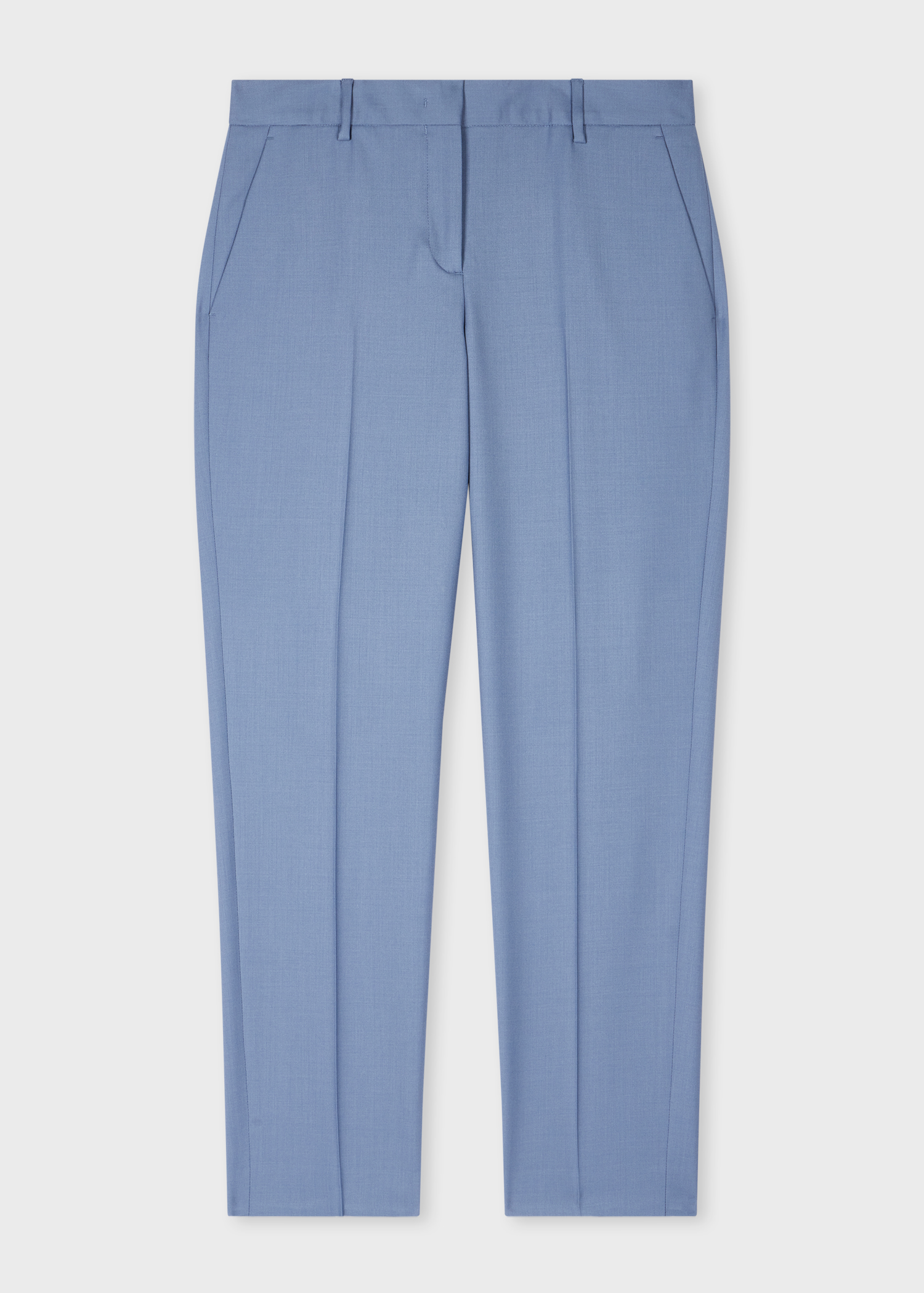 A Suit To Travel In - Women's Steel Blue Slim-Fit Wool Trousers
