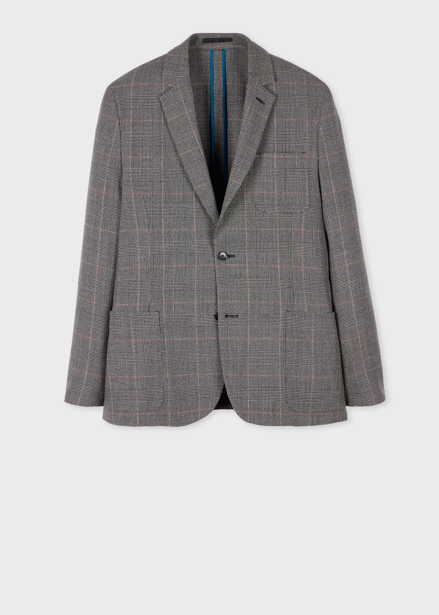 Grey Check Wool Unlined Blazer