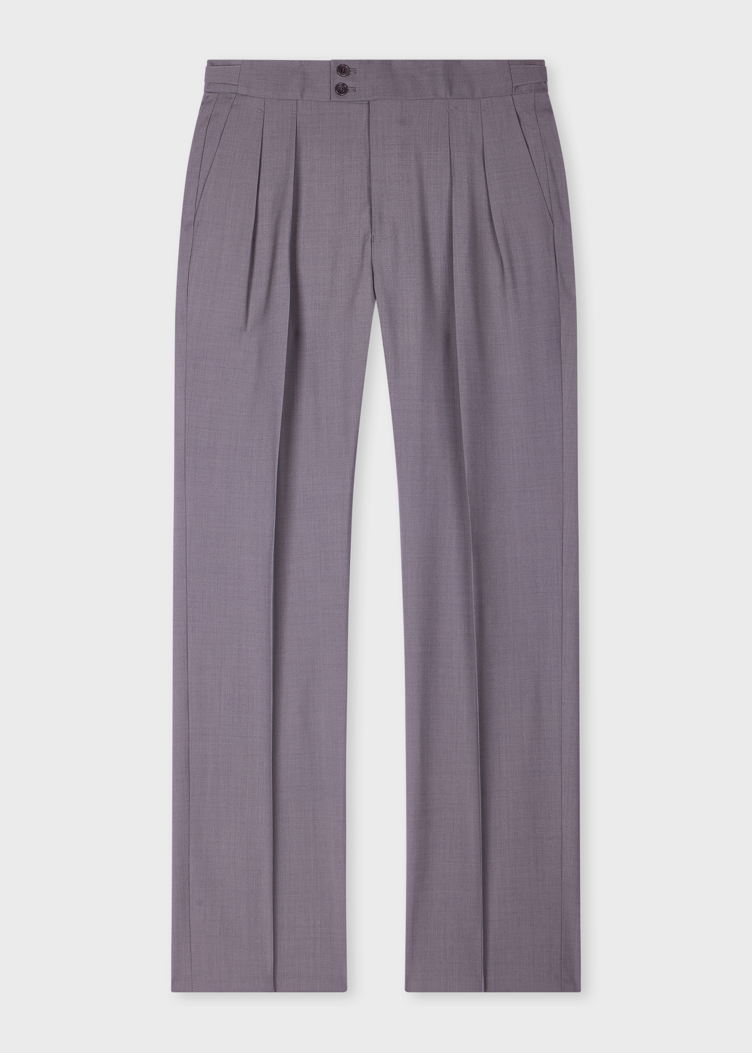 Mens Pant - Wide Leg Plaid Slacks - Lavender - 100% Percent Wool Fabric
