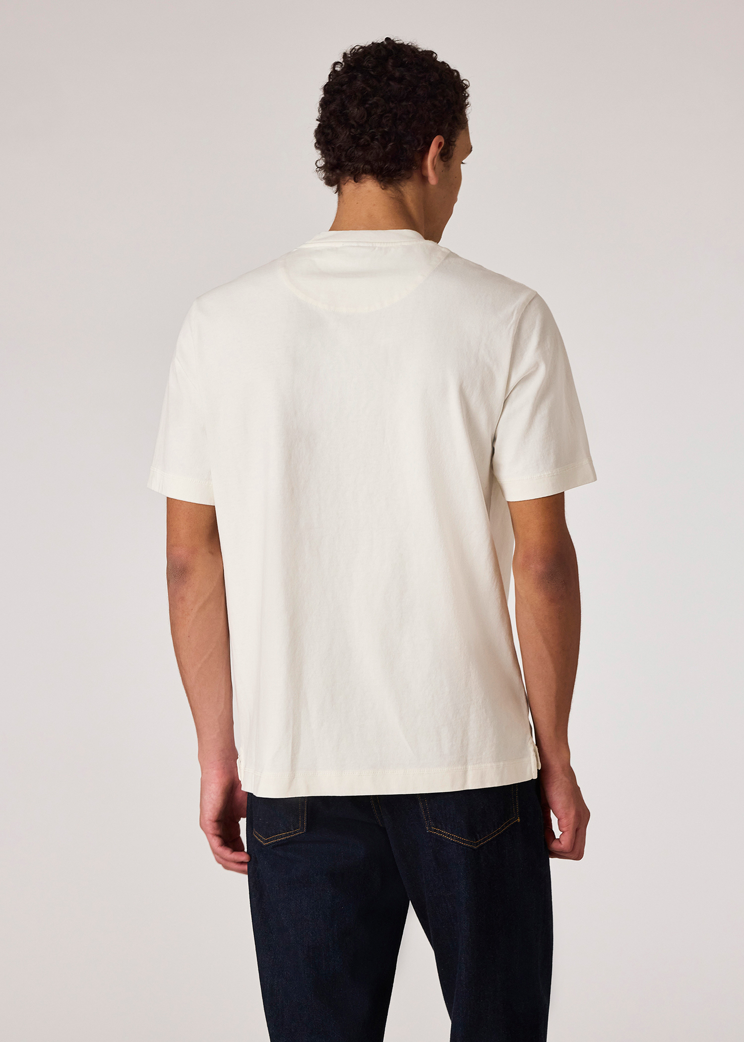 Men's Ecru Small 'Flower' Print T-Shirt