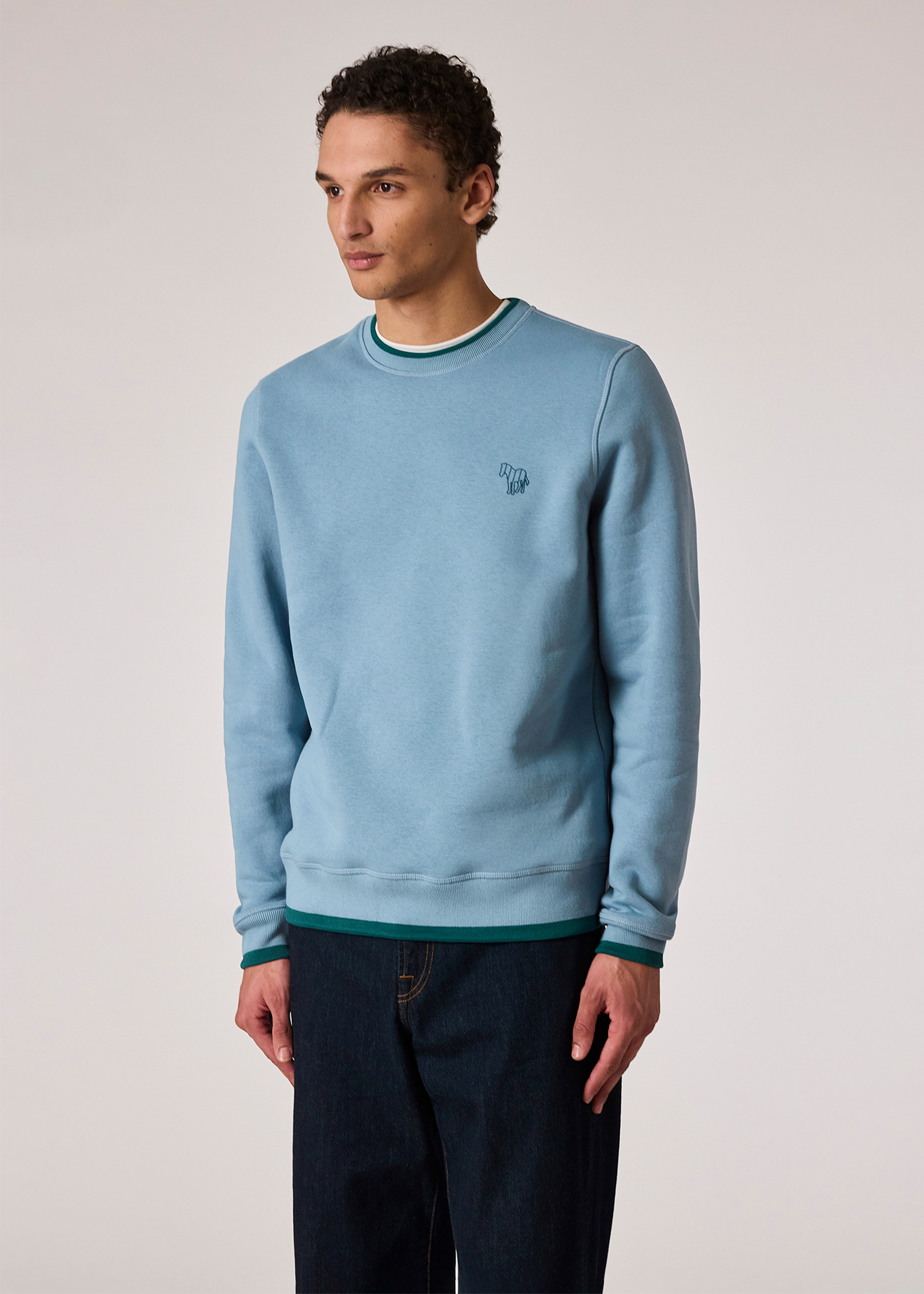 Tシャツ・カットソー Paul Smith SS25 (M2R 220X PP4703 79) Men's Powder Blue Broadstripe 'Zebra' Sweatshirt with
