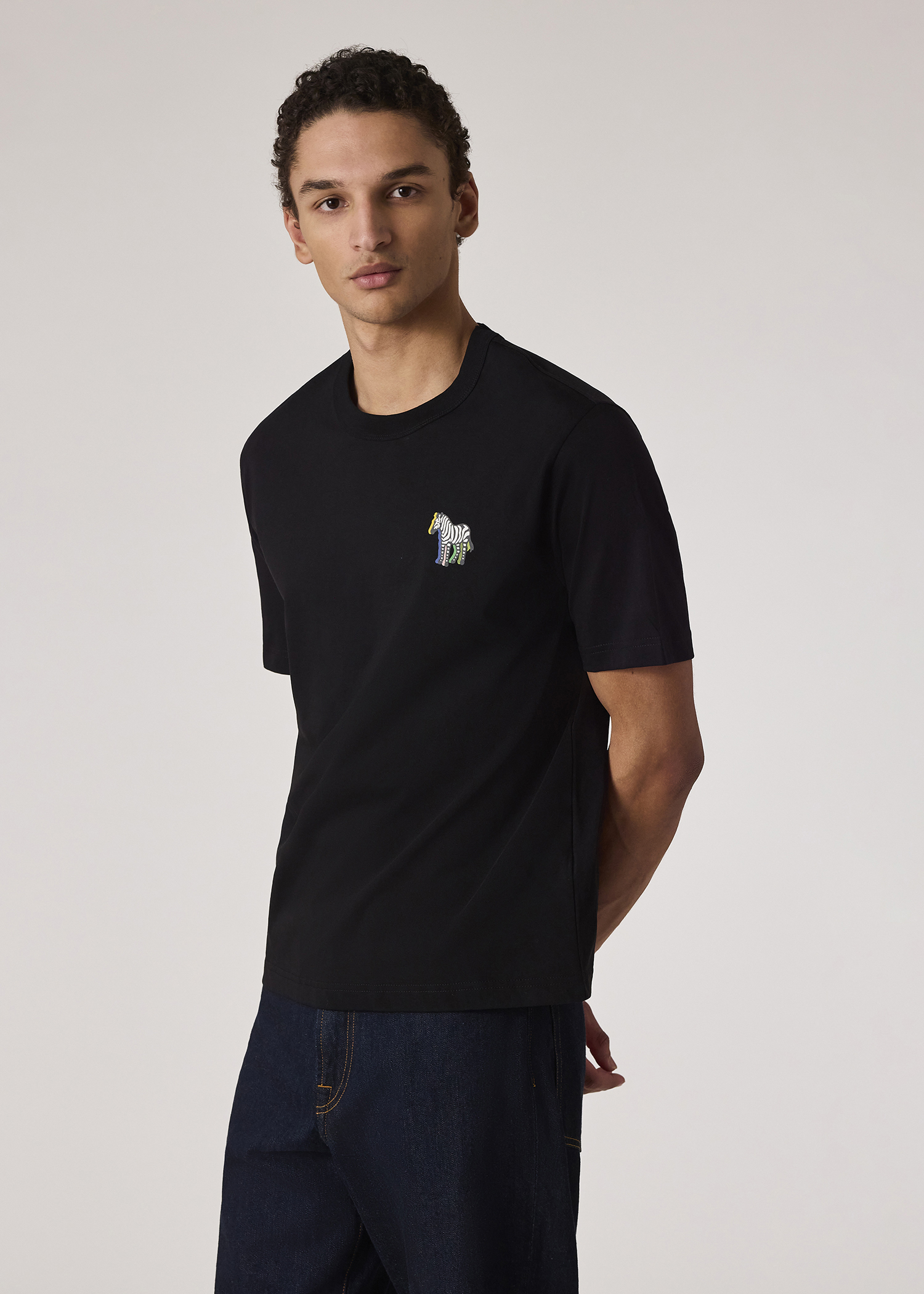 Tシャツ・カットソー Paul Smith SS24 PRINTED SHIRT (M2R-619P-M22034_49) Men's Navy Organic Cotton V-Neck Zebra Logo T-Shirt