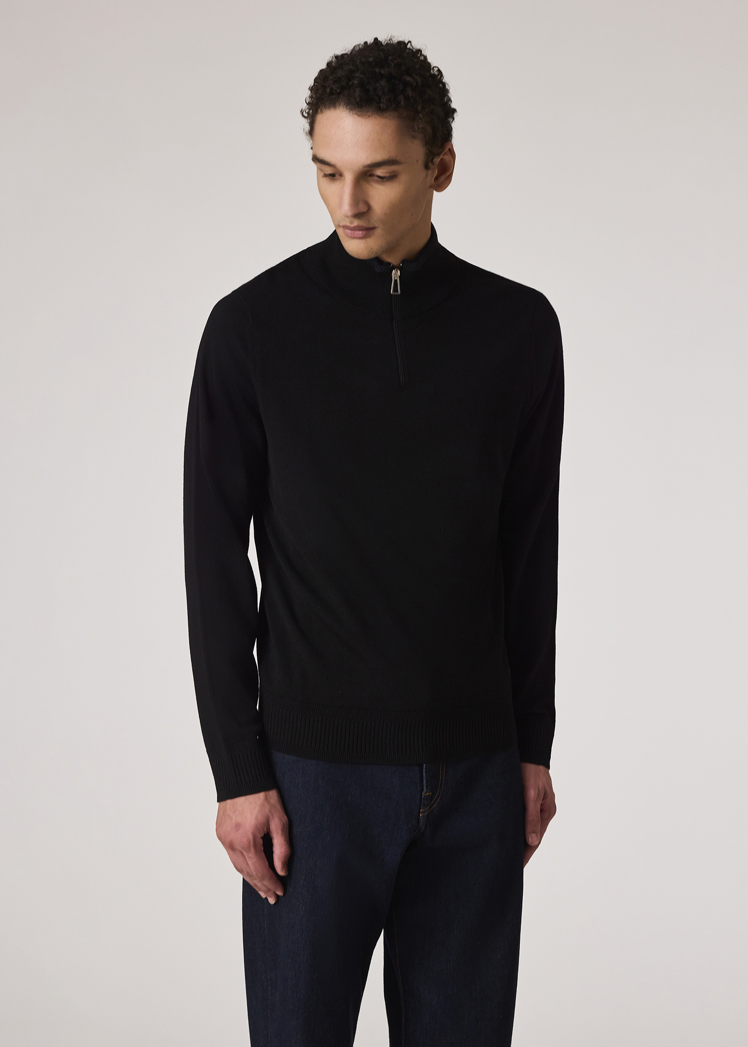 Men Half Zip Velvet Knit Sweater