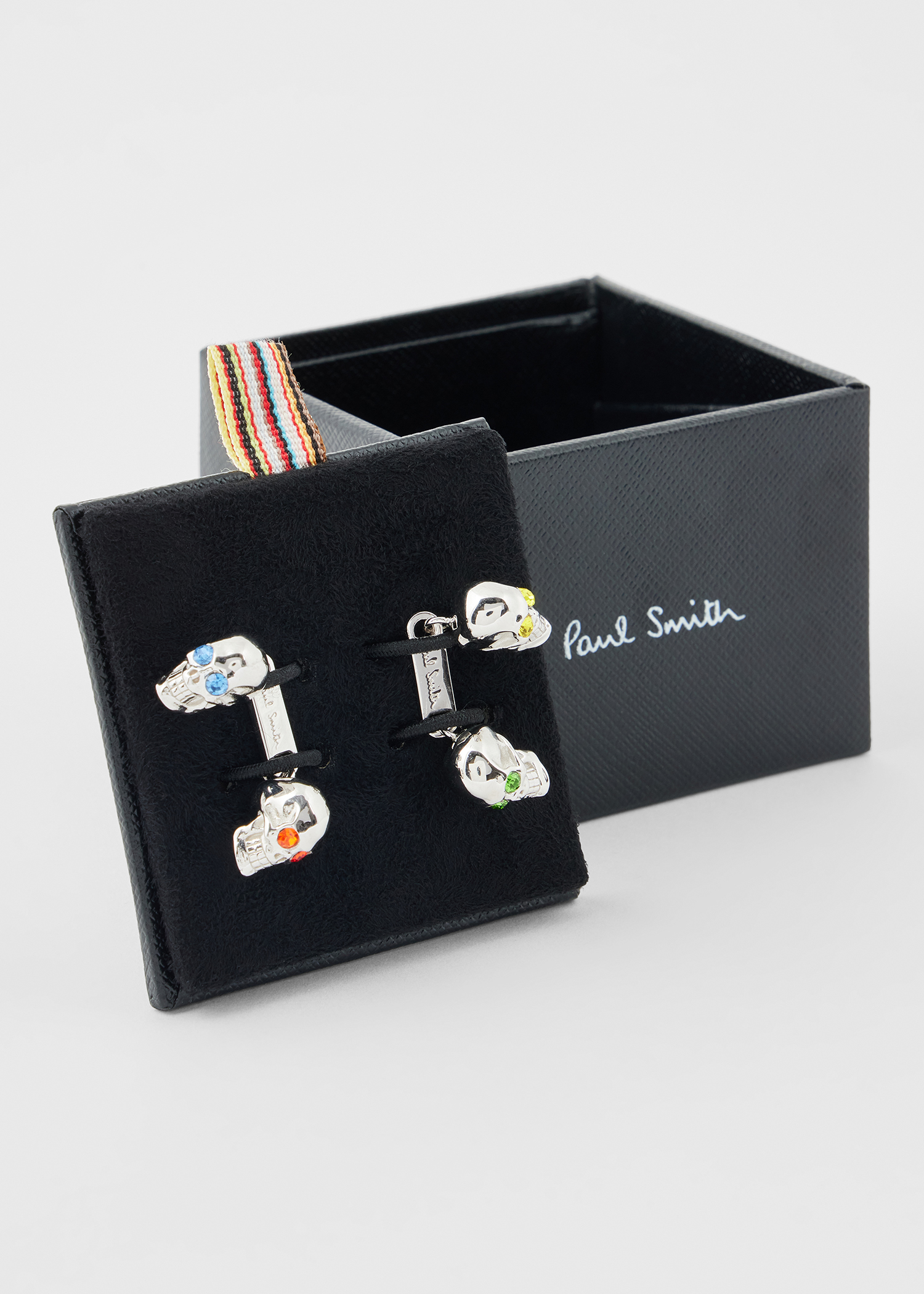 Silver Gem Eye Skull Cufflinks
