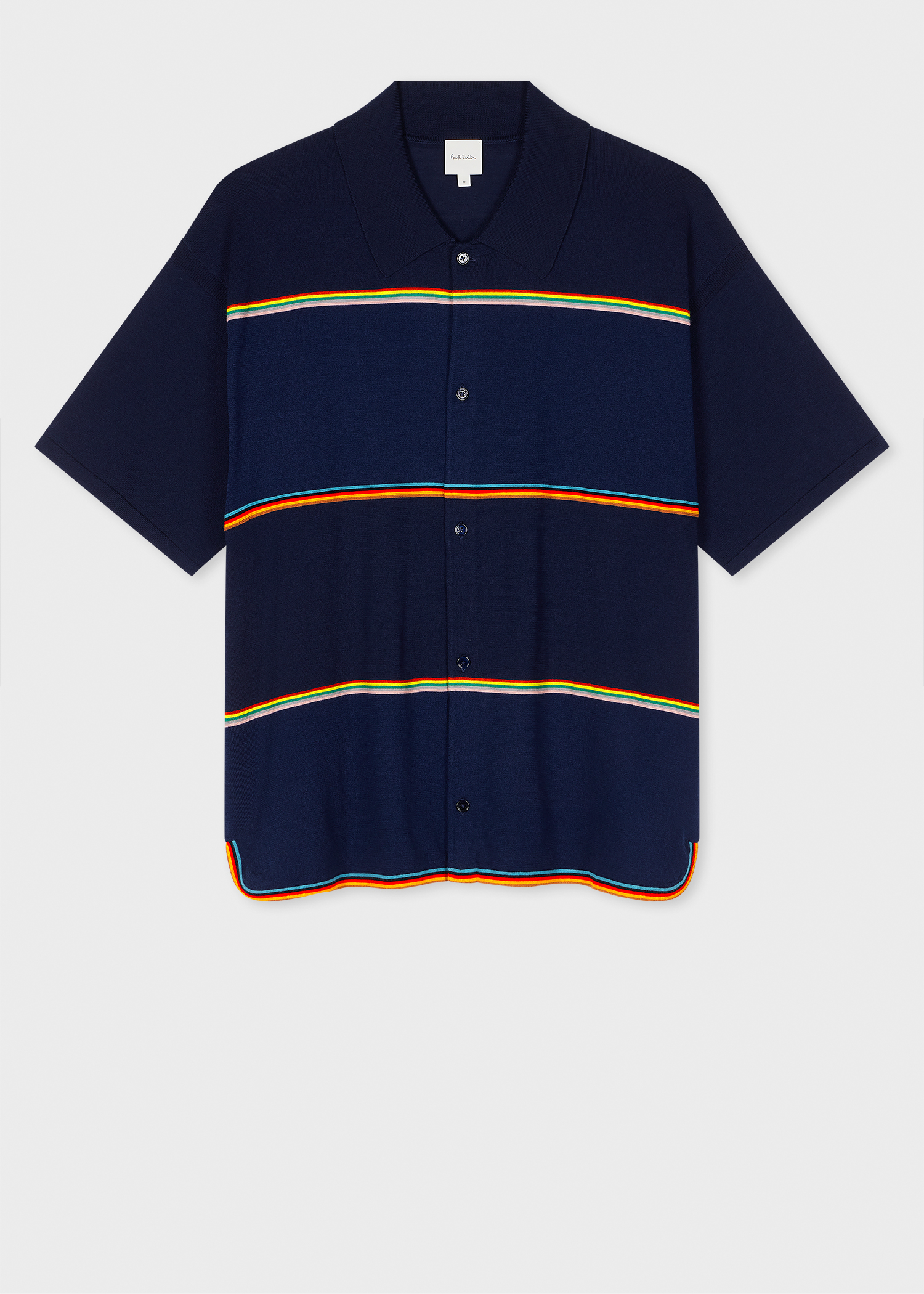 Tシャツ・カットソー Paul Smith MENS SIGNATURE STRIPES T-SHIRT Men's Navy 'Signature Stripe' Knitted Shirt