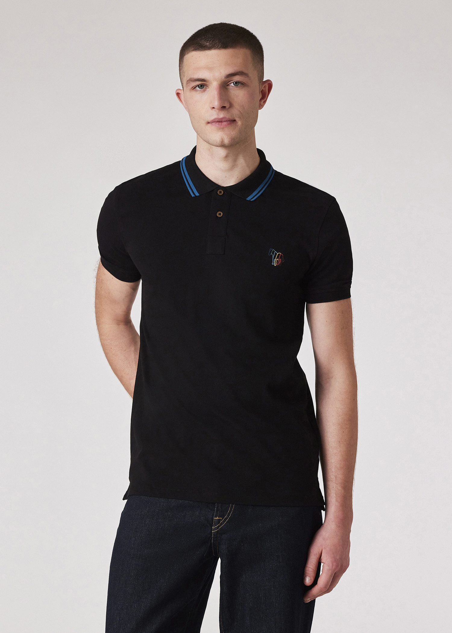 Tシャツ・カットソー Paul Smith POLO SHIRT WITH VERTICAL STRIPES Men's Black 'Signature Stripe' Logo Cotton Polo Shirt