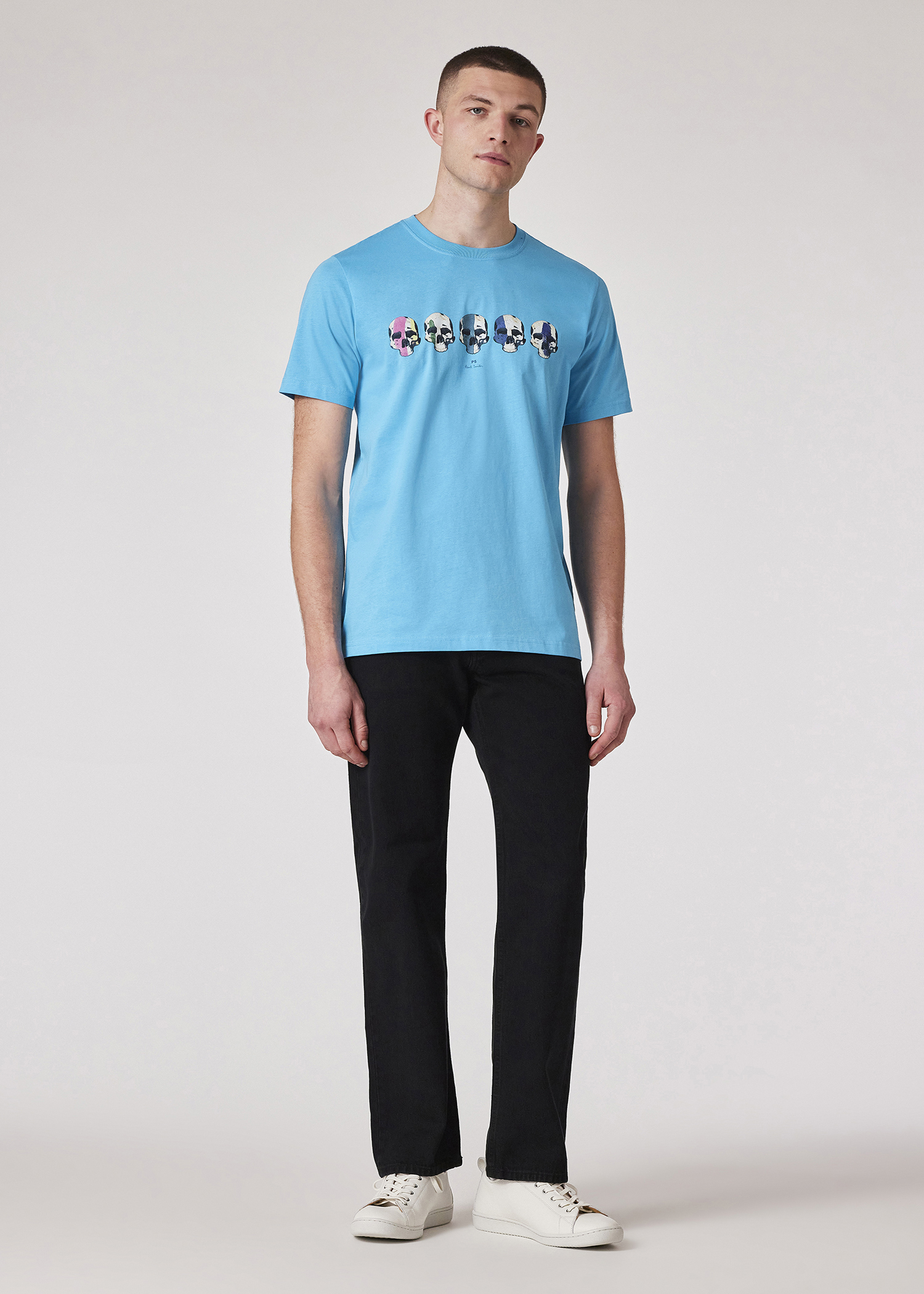 Men's Turquoise 'Skulls' Print T-Shirt