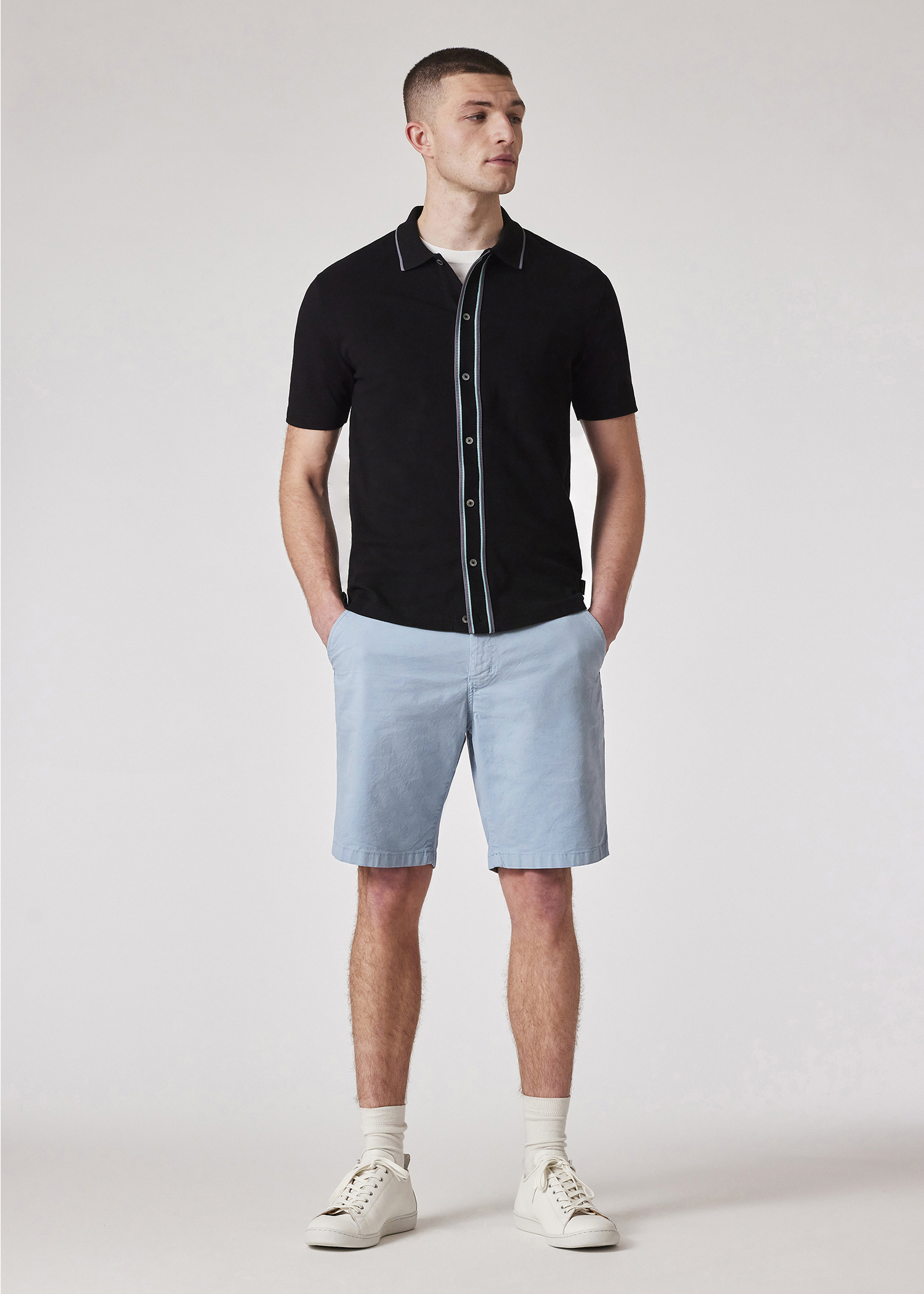 Men's Light Tan Cotton-Twill 'Broad Stripe Zebra' Shorts