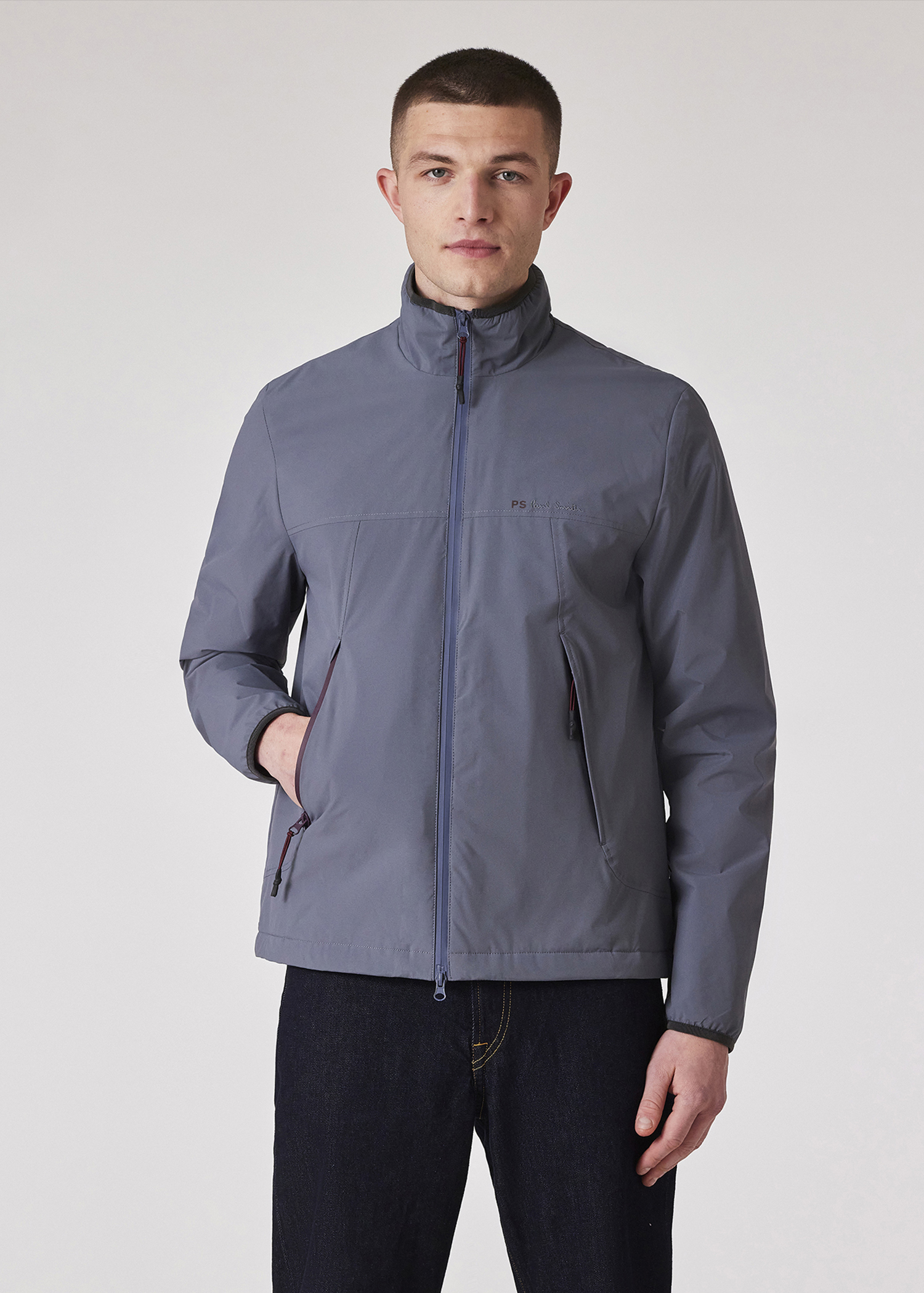 Paul Smith｜ (M2R 220X PP5120 79) Men's Dark Green Contrast-Collar Merino Wool Sweater