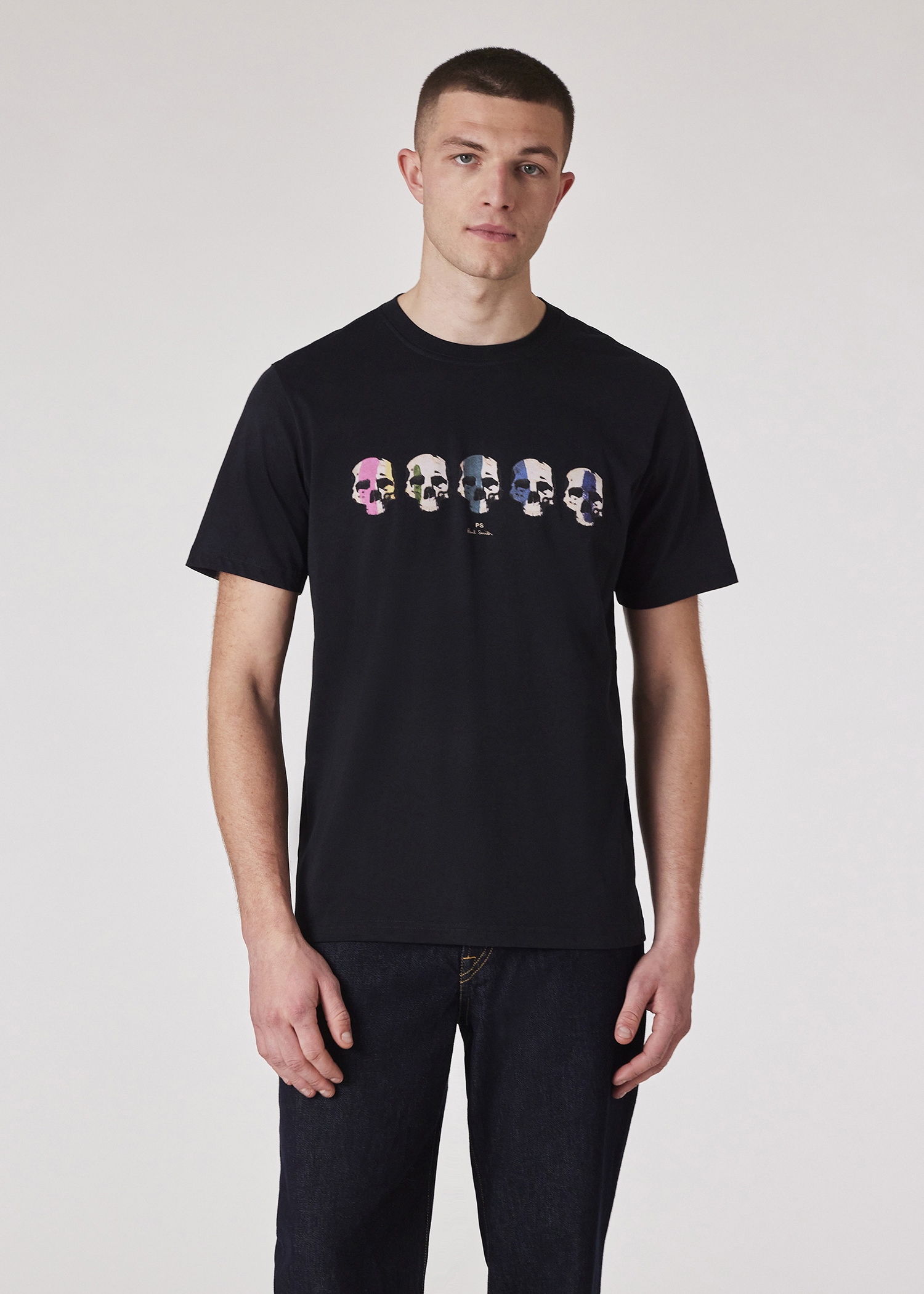 Men's Black 'Skulls' Print T-Shirt