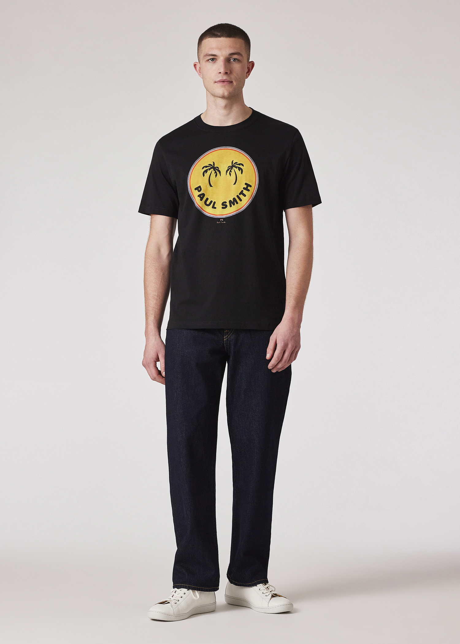 Men's Black 'Palm Trees' Print T-Shirt