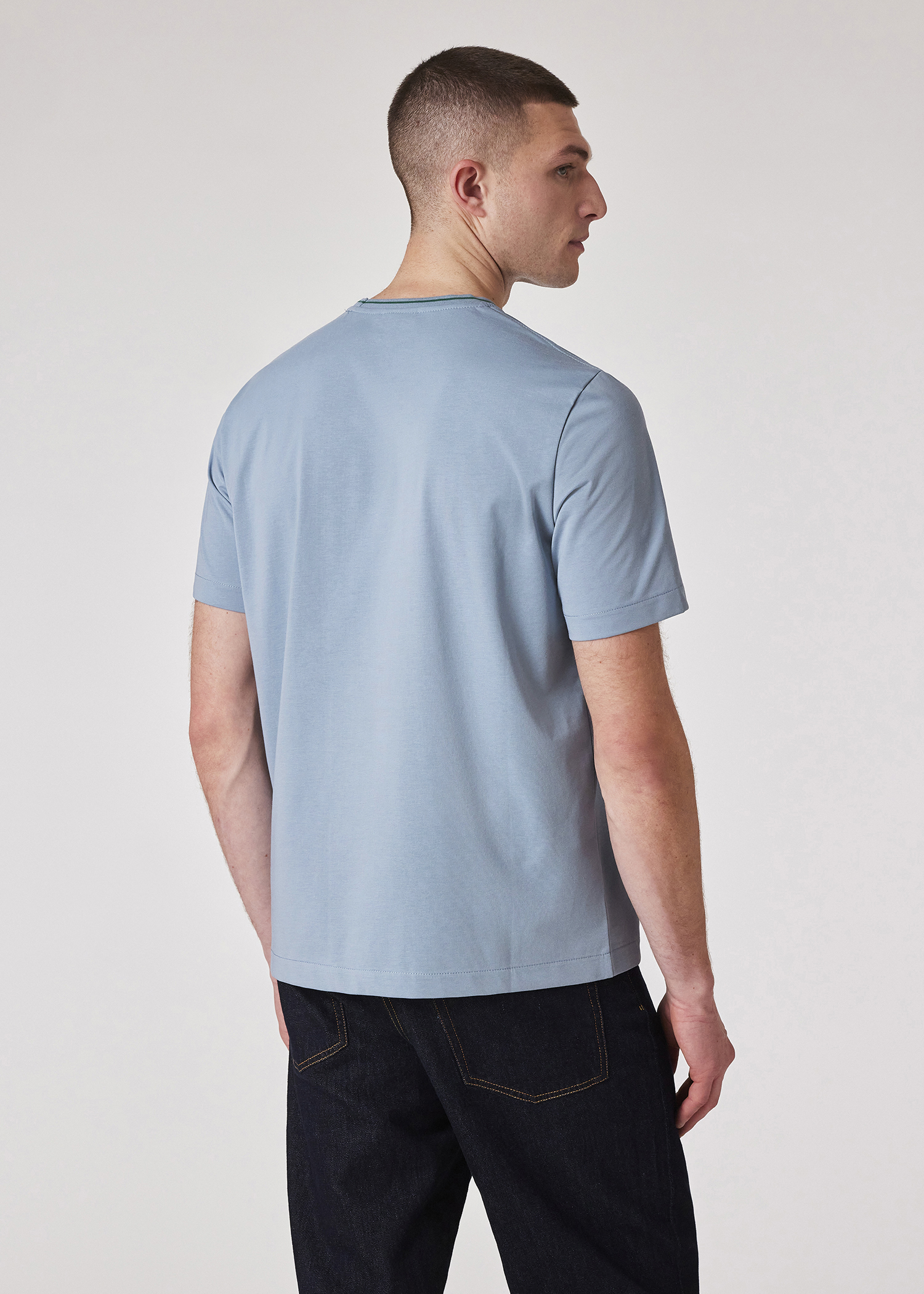 Pale Blue Regular-Fit Cotton Logo T-Shirt