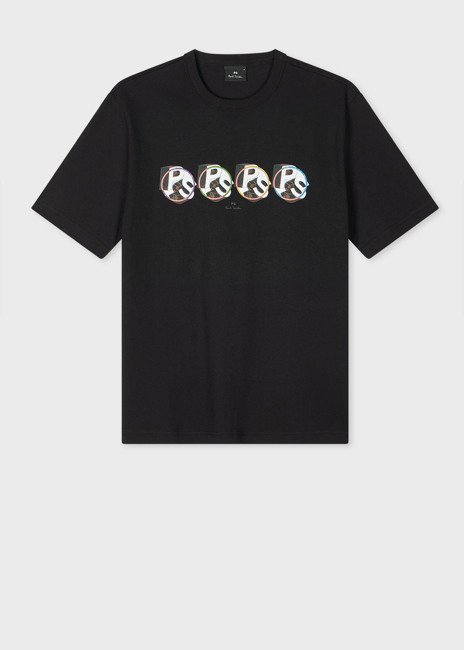 Tシャツ・カットソー PS PAUL SMITH Men T-shirt Black M2R220XPP4702 79 Men's Black 'PS Circle Logo' Print T-Shirt