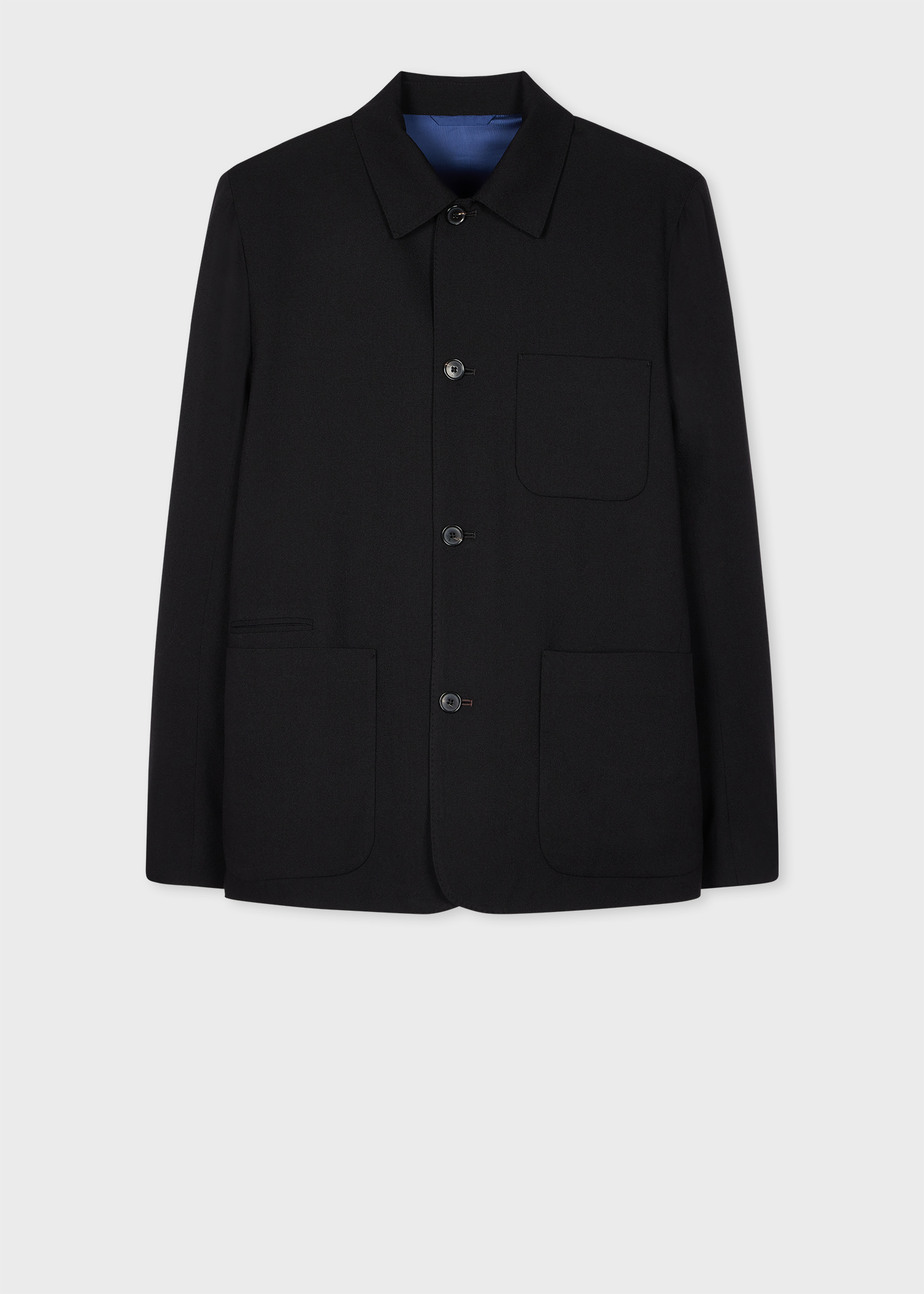 Men's Black Two-Ply Hopsack Wool Work Jacket