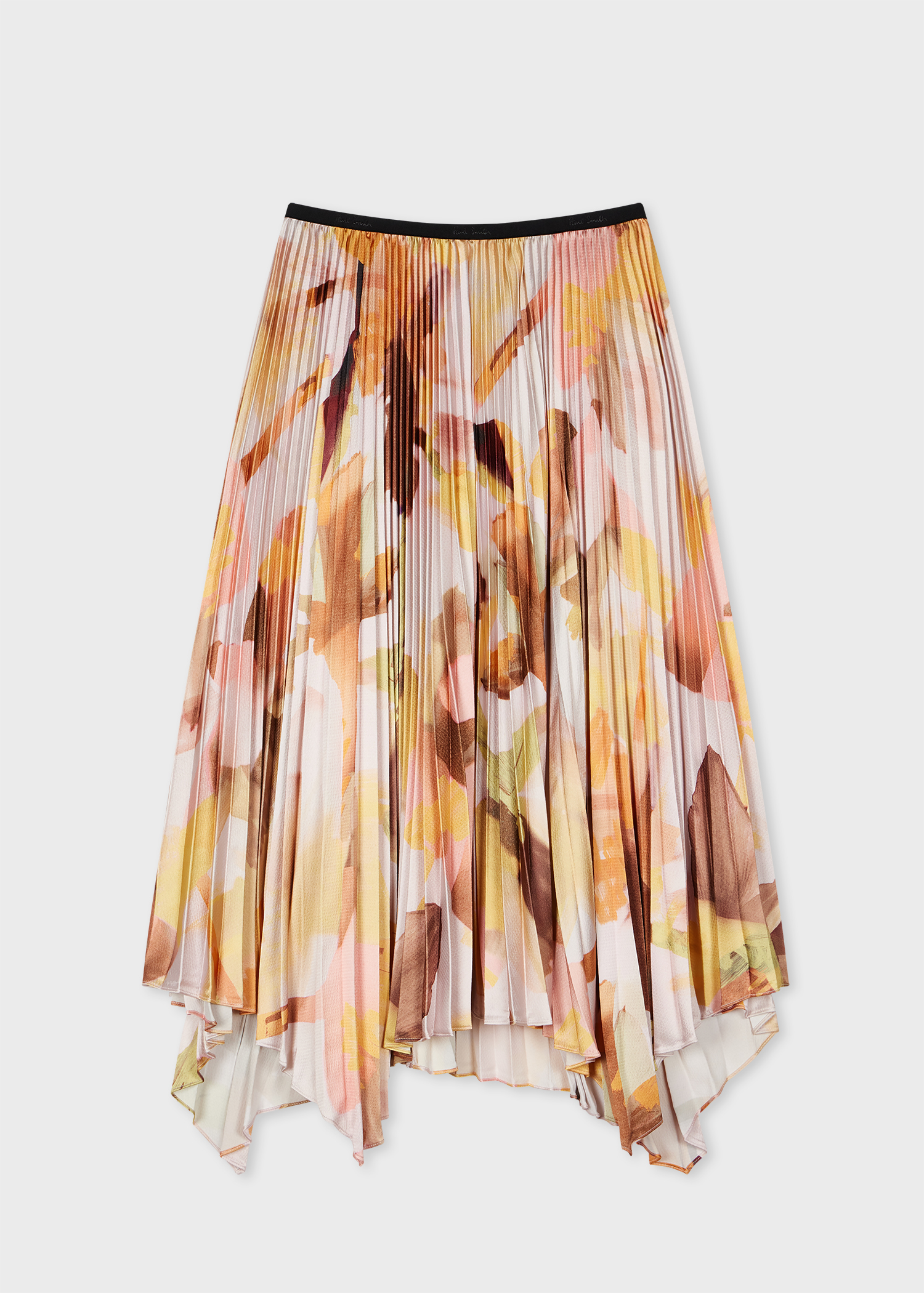 Women's Orange 'Floral Paint' Midi Skirt