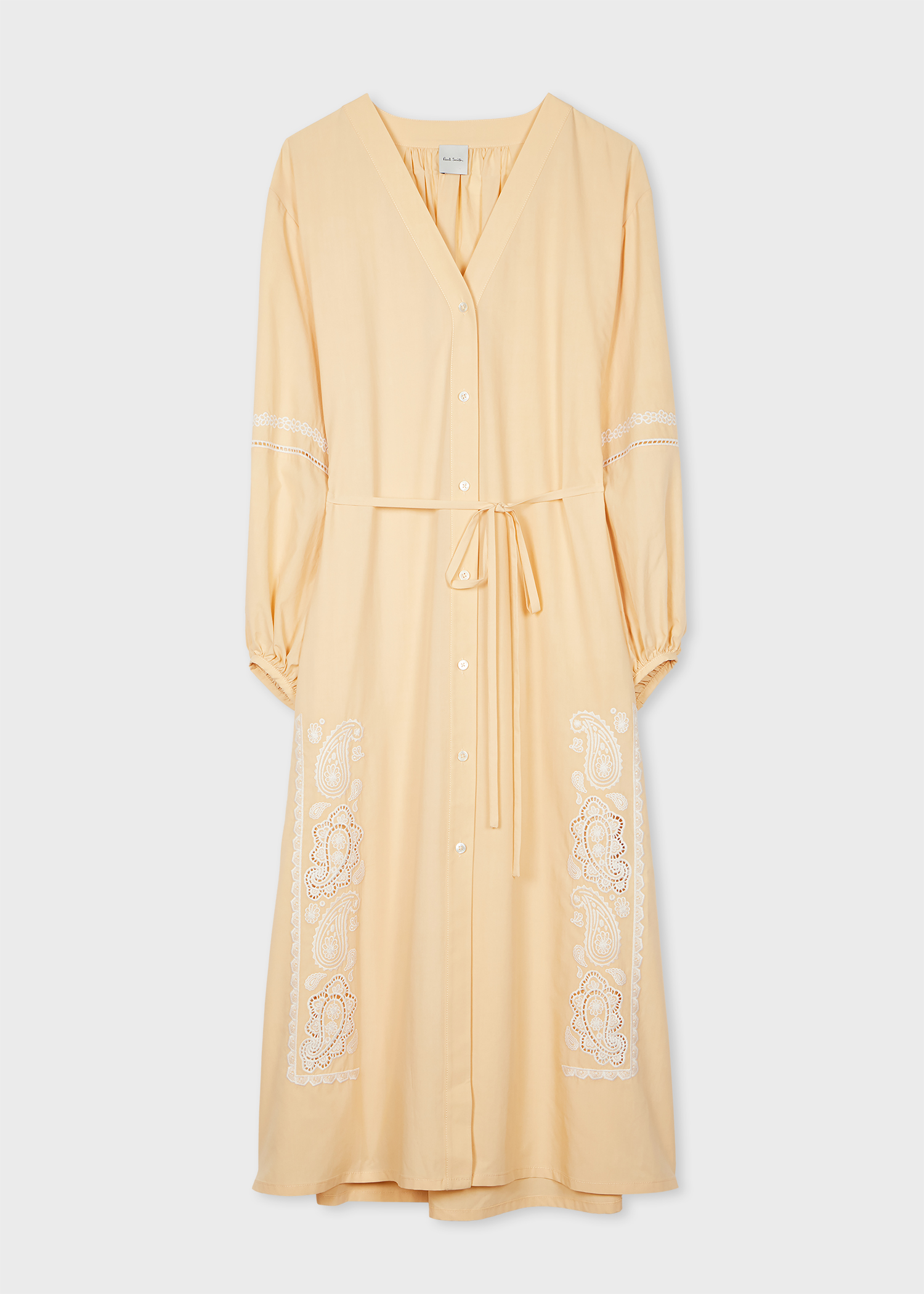 Women's Lemon Embroidered Cotton-Silk Midi Dress